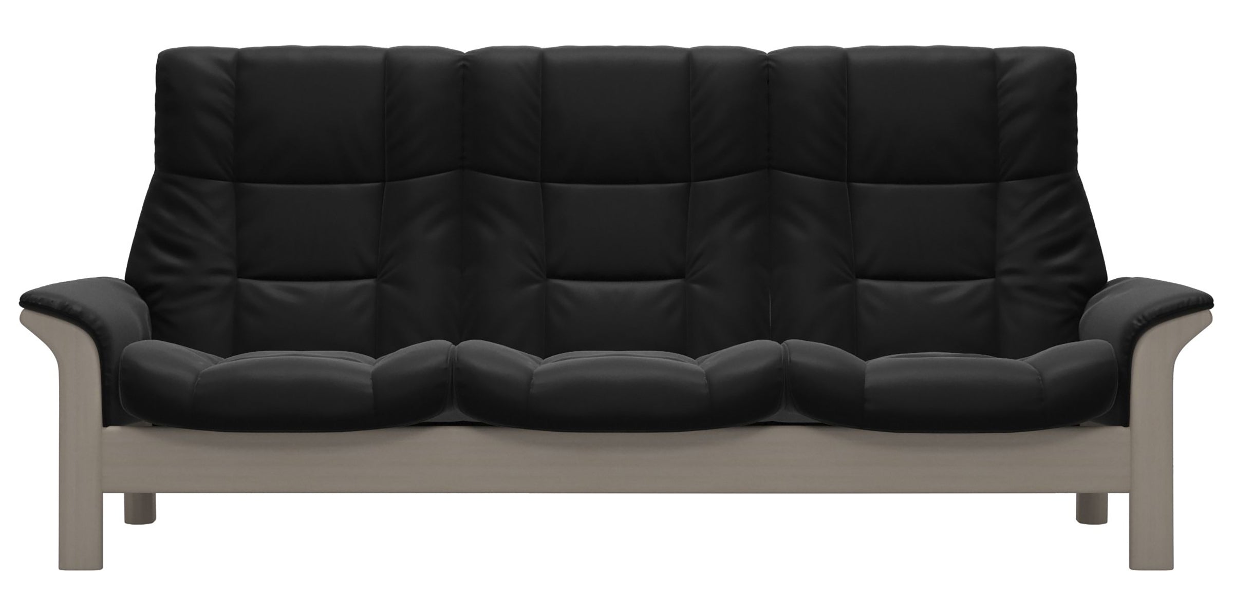Paloma Leather Black and Whitewash Base | Stressless Buckingham 3-Seater High Back Sofa | Valley Ridge Furniture