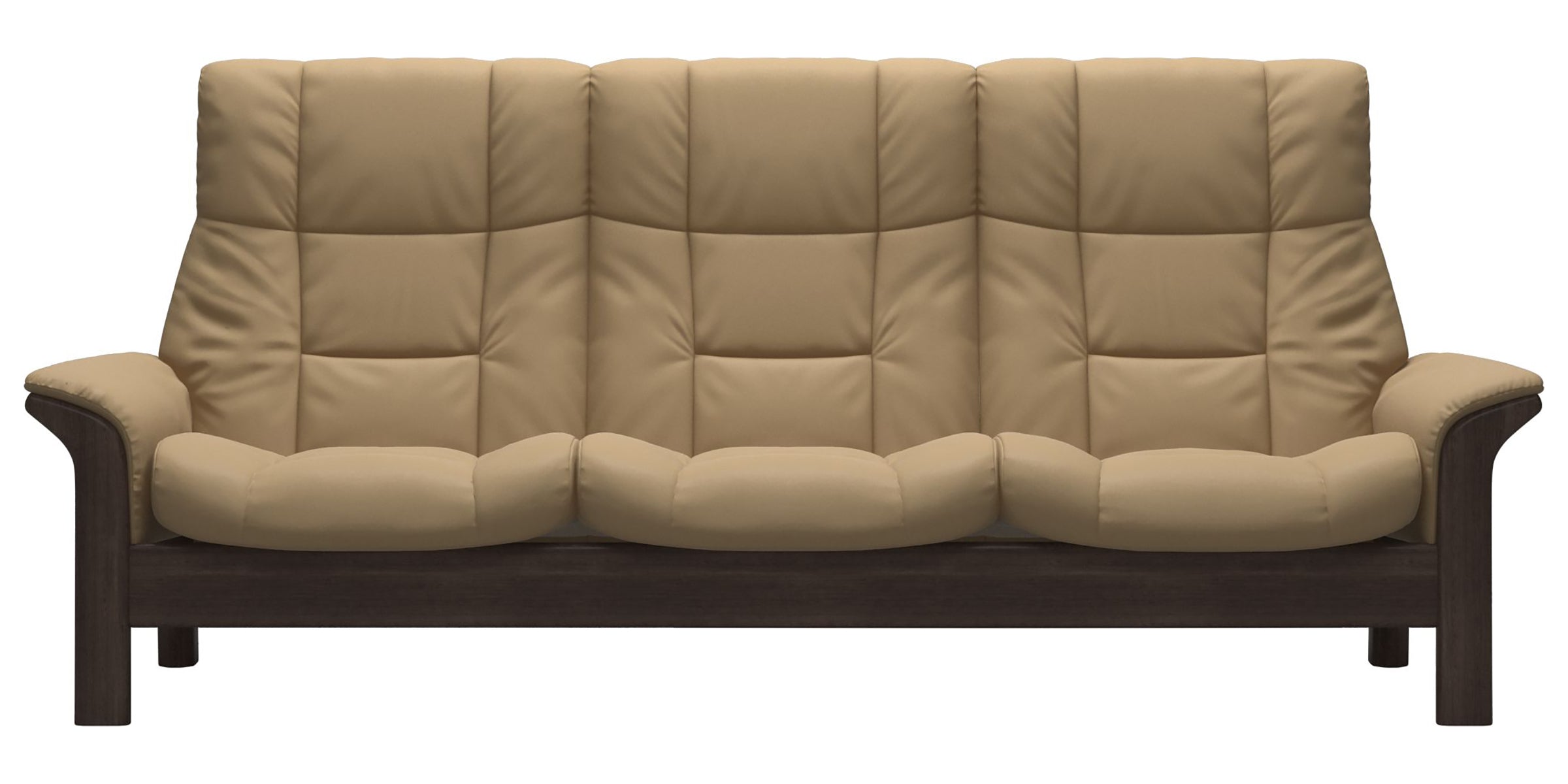 Paloma Leather Sand and Wenge Base | Stressless Buckingham 3-Seater High Back Sofa | Valley Ridge Furniture