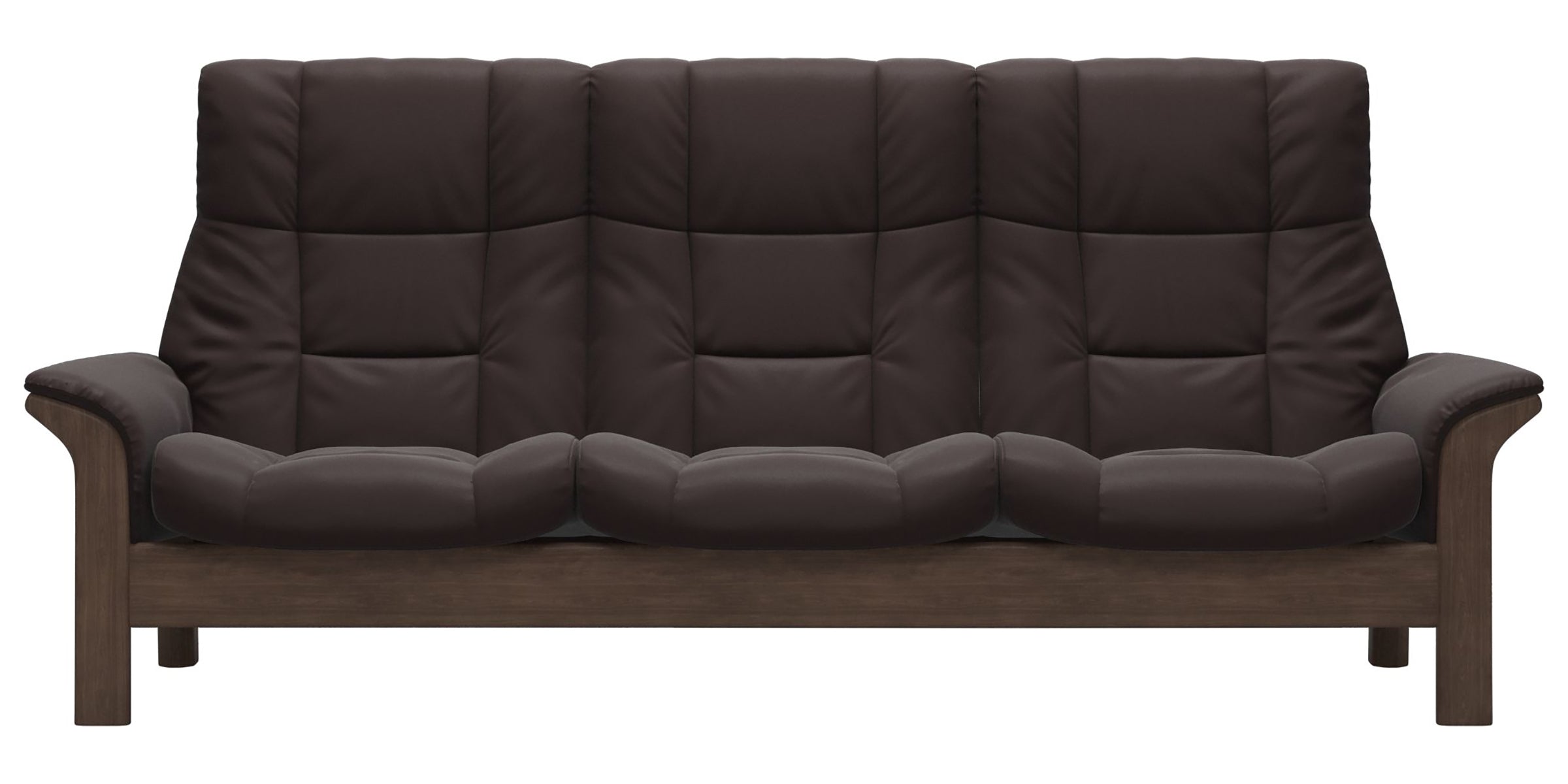 Paloma Leather Chocolate and Walnut Base | Stressless Buckingham 3-Seater High Back Sofa | Valley Ridge Furniture