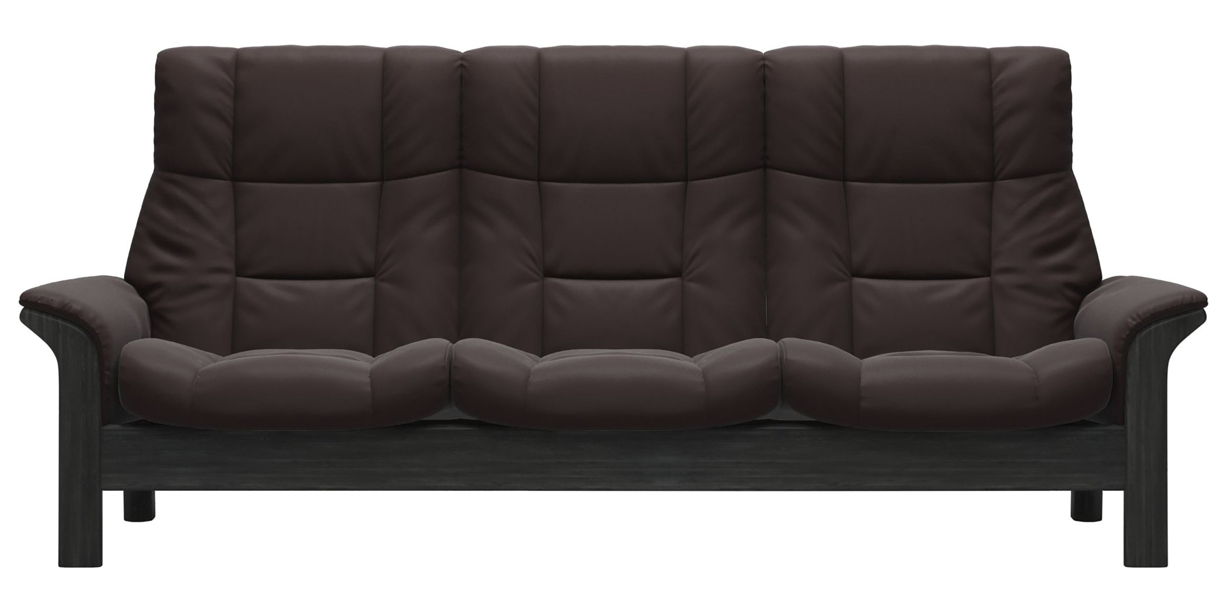 Paloma Leather Chocolate and Grey Base | Stressless Buckingham 3-Seater High Back Sofa | Valley Ridge Furniture