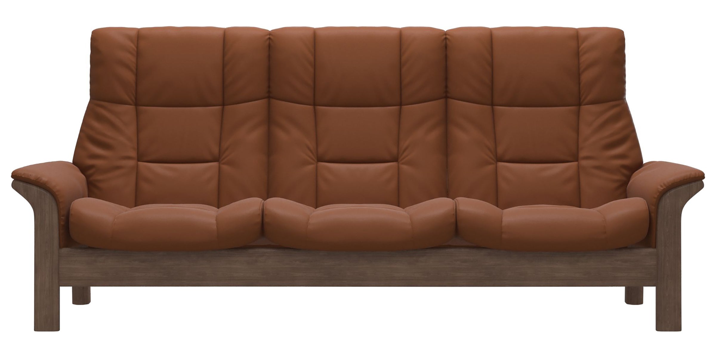 Paloma Leather New Cognac and Walnut Base | Stressless Buckingham 3-Seater High Back Sofa | Valley Ridge Furniture