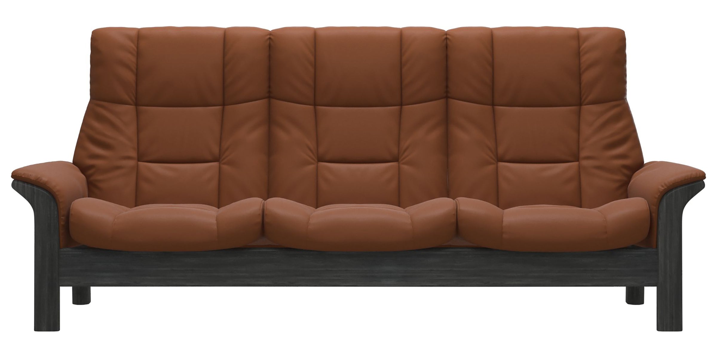 Paloma Leather New Cognac and Grey Base | Stressless Buckingham 3-Seater High Back Sofa | Valley Ridge Furniture