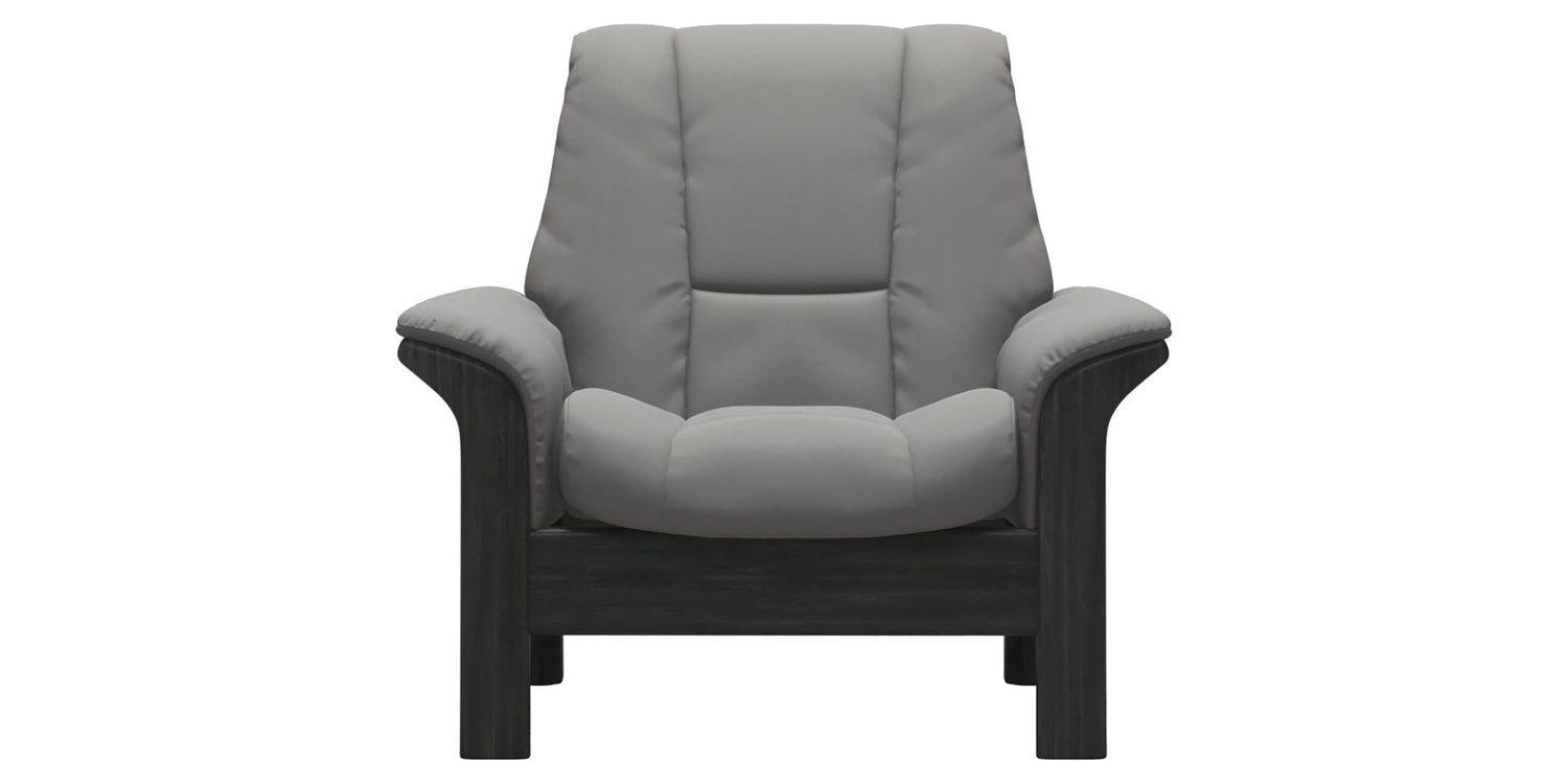 Paloma Leather Silver Grey & Grey Base | Stressless Windsor Low Back Chair | Valley Ridge Furniture