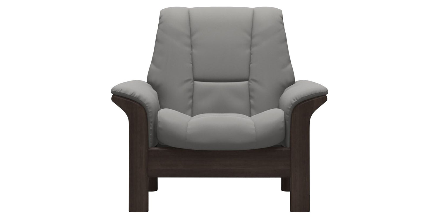Paloma Leather Silver Grey & Wenge Base | Stressless Windsor Low Back Chair | Valley Ridge Furniture