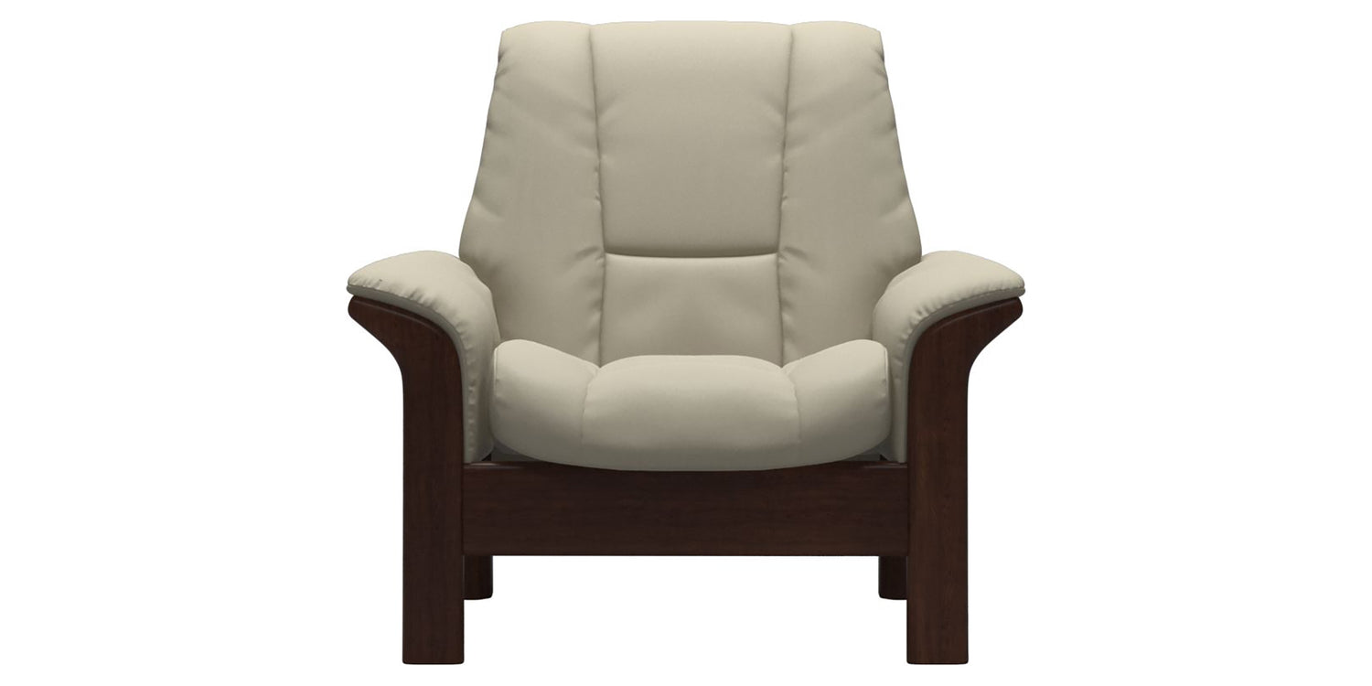 Paloma Leather Light Grey & Brown Base | Stressless Windsor Low Back Chair | Valley Ridge Furniture