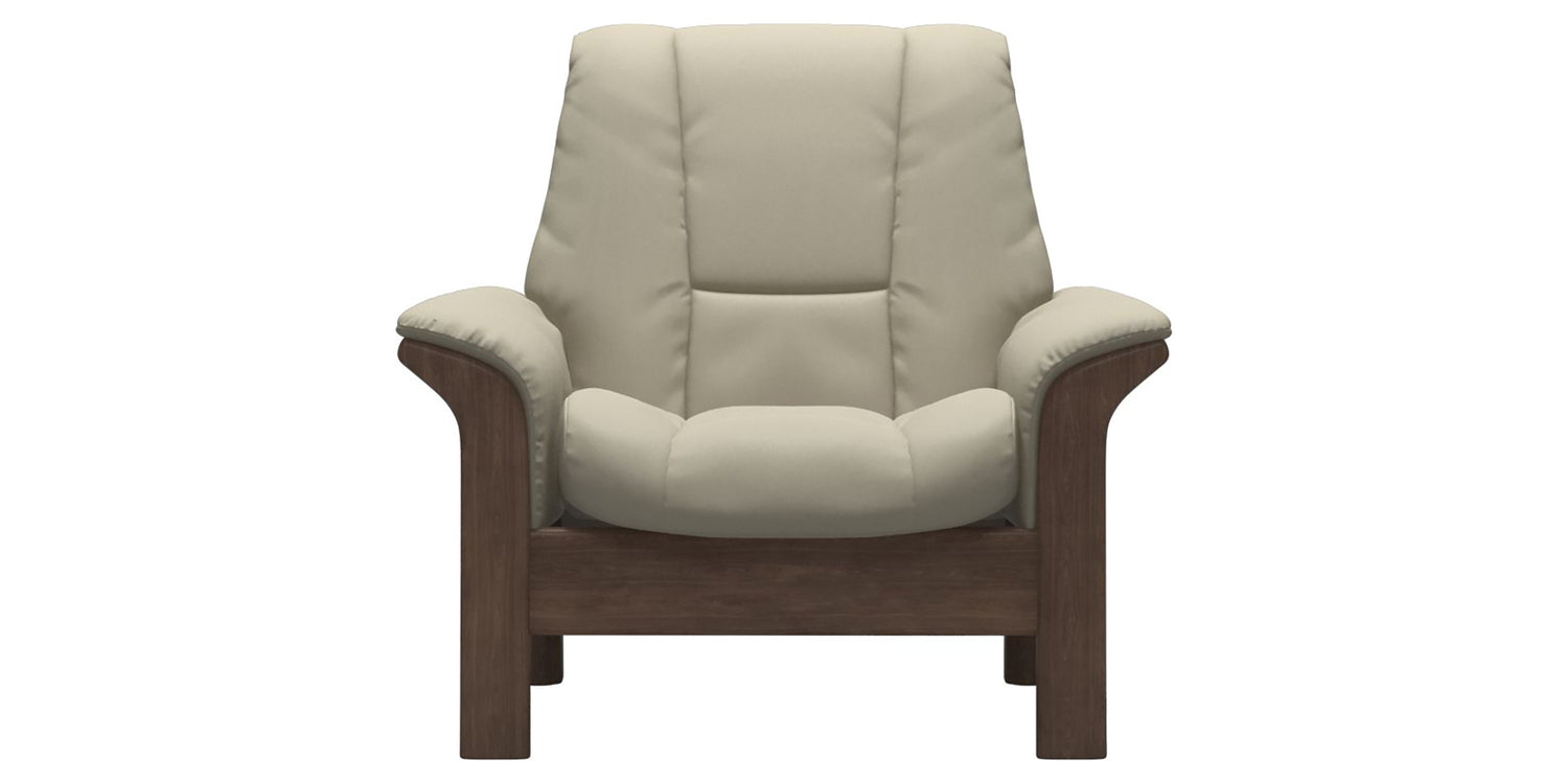 Paloma Leather Light Grey & Walnut Base | Stressless Windsor Low Back Chair | Valley Ridge Furniture