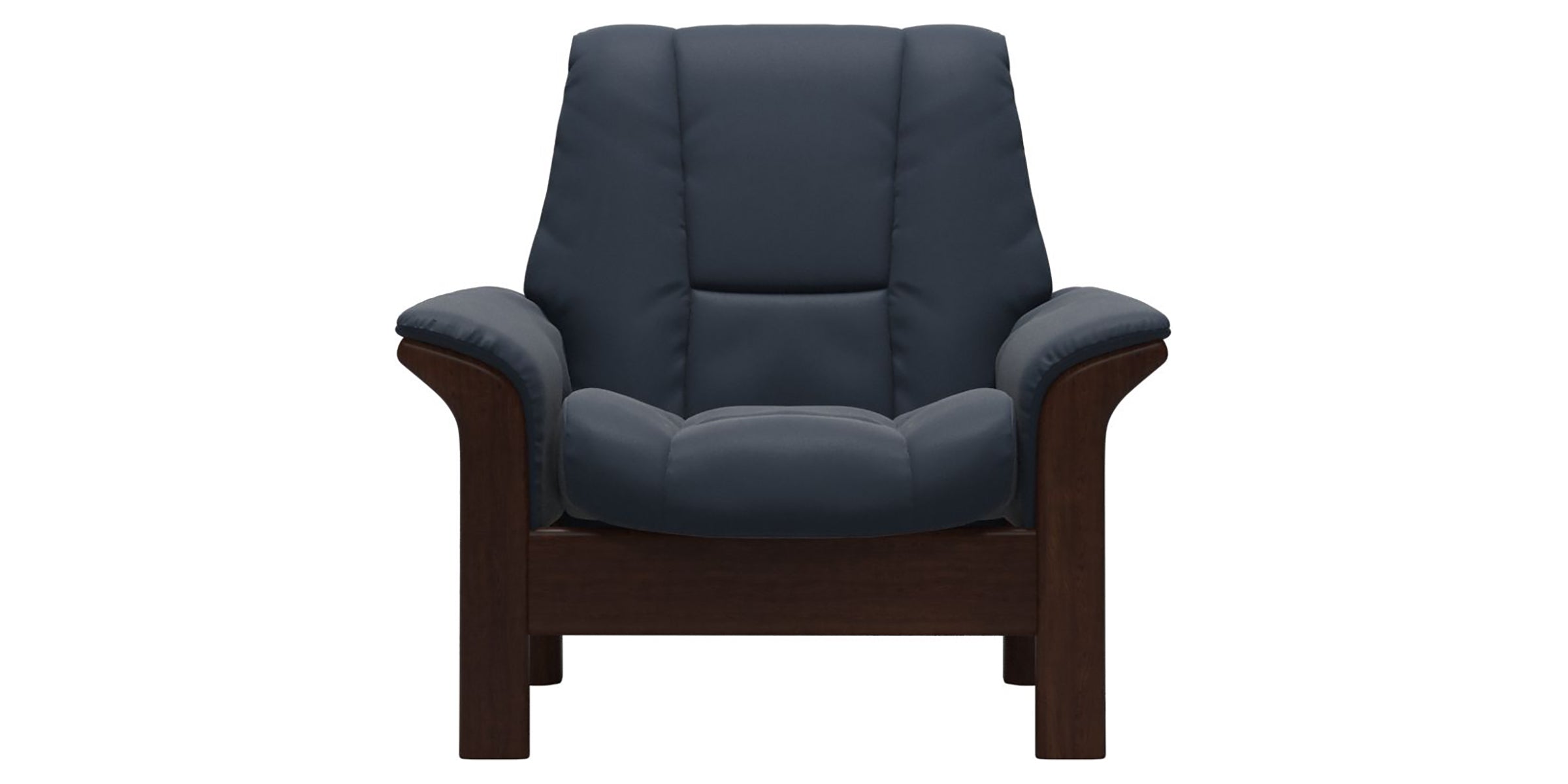 Paloma Leather Oxford Blue and Brown Base | Stressless Windsor Low Back Chair | Valley Ridge Furniture