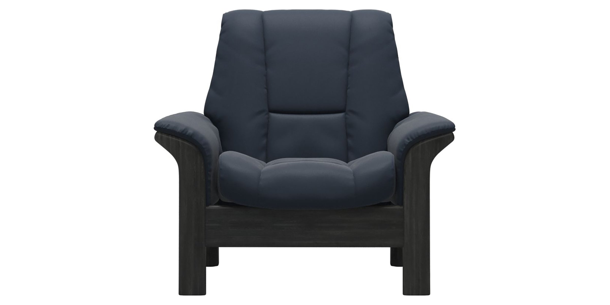 Paloma Leather Oxford Blue and Grey Base | Stressless Windsor Low Back Chair | Valley Ridge Furniture