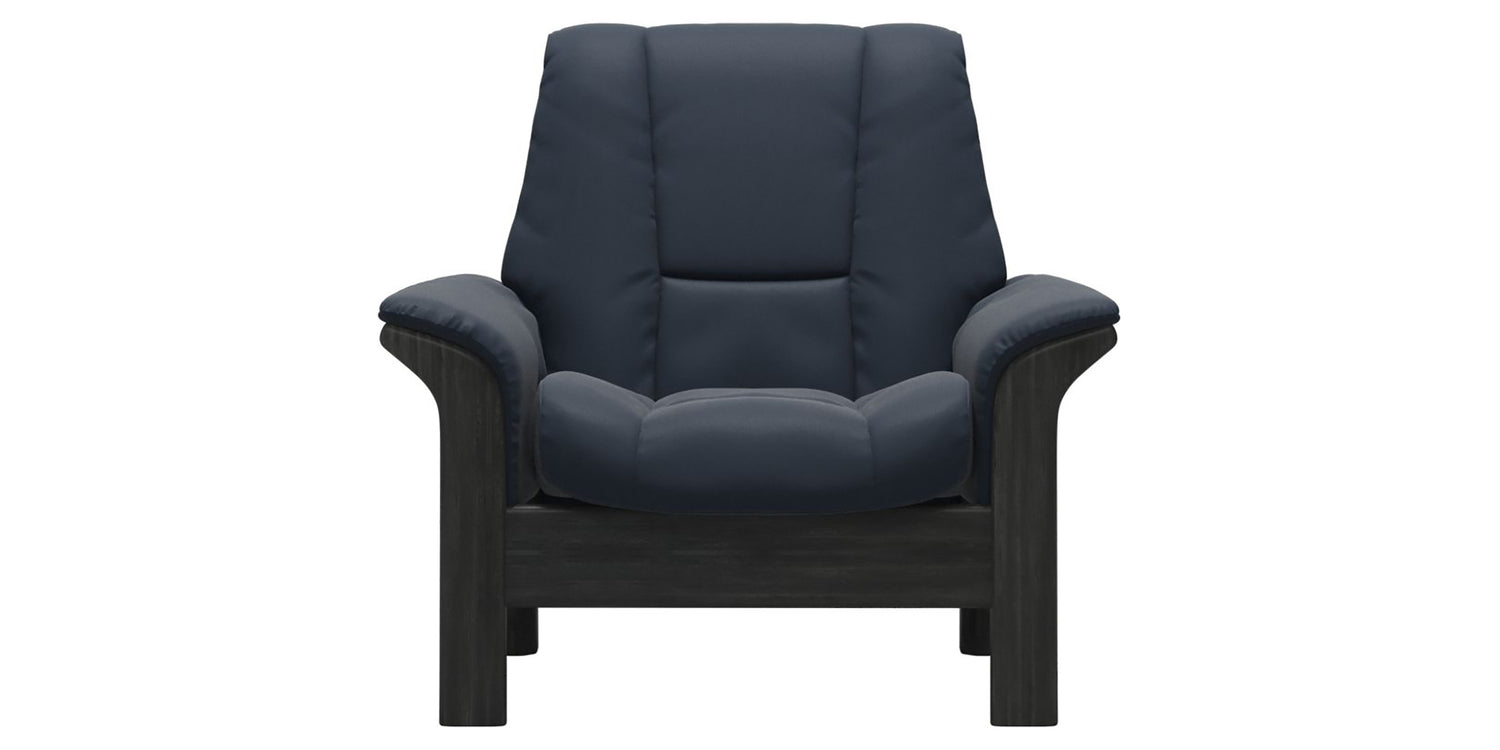 Paloma Leather Oxford Blue & Grey Base | Stressless Windsor Low Back Chair | Valley Ridge Furniture