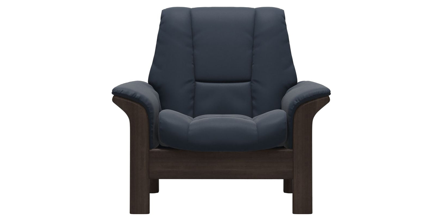 Paloma Leather Oxford Blue & Wenge Base | Stressless Windsor Low Back Chair | Valley Ridge Furniture