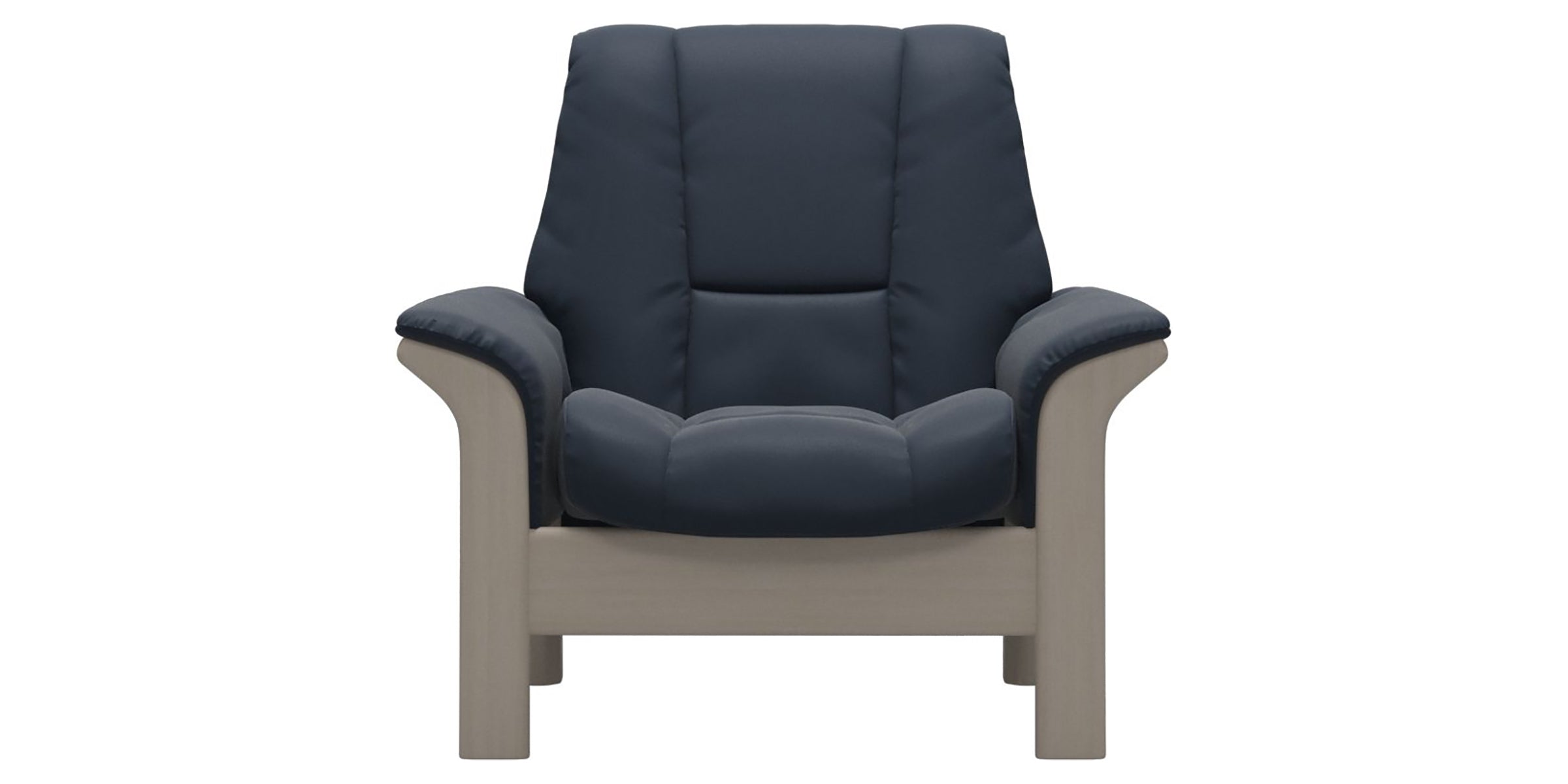 Paloma Leather Oxford Blue and Whitewash Base | Stressless Windsor Low Back Chair | Valley Ridge Furniture