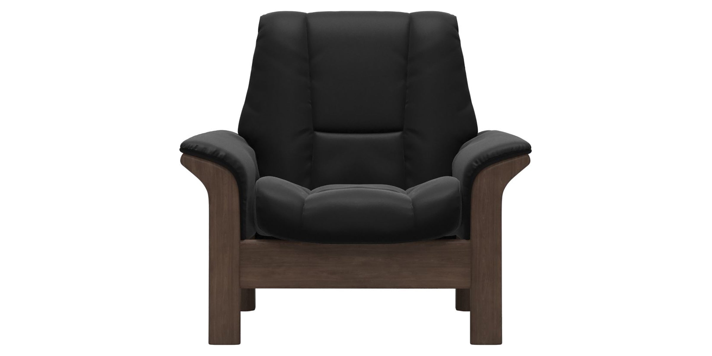 Paloma Leather Black and Walnut Base | Stressless Windsor Low Back Chair | Valley Ridge Furniture