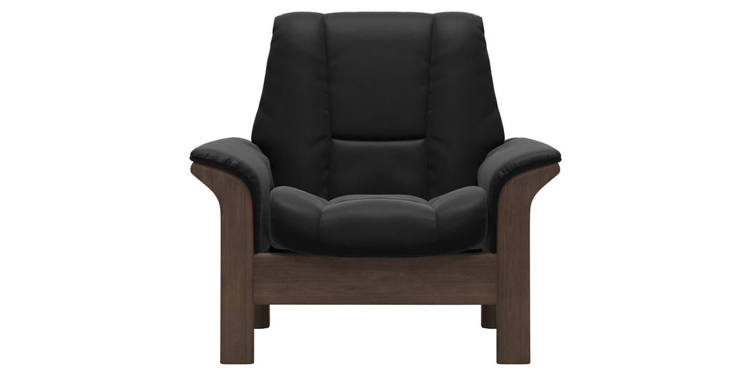 Paloma Leather Black & Walnut Base | Stressless Windsor Low Back Chair | Valley Ridge Furniture