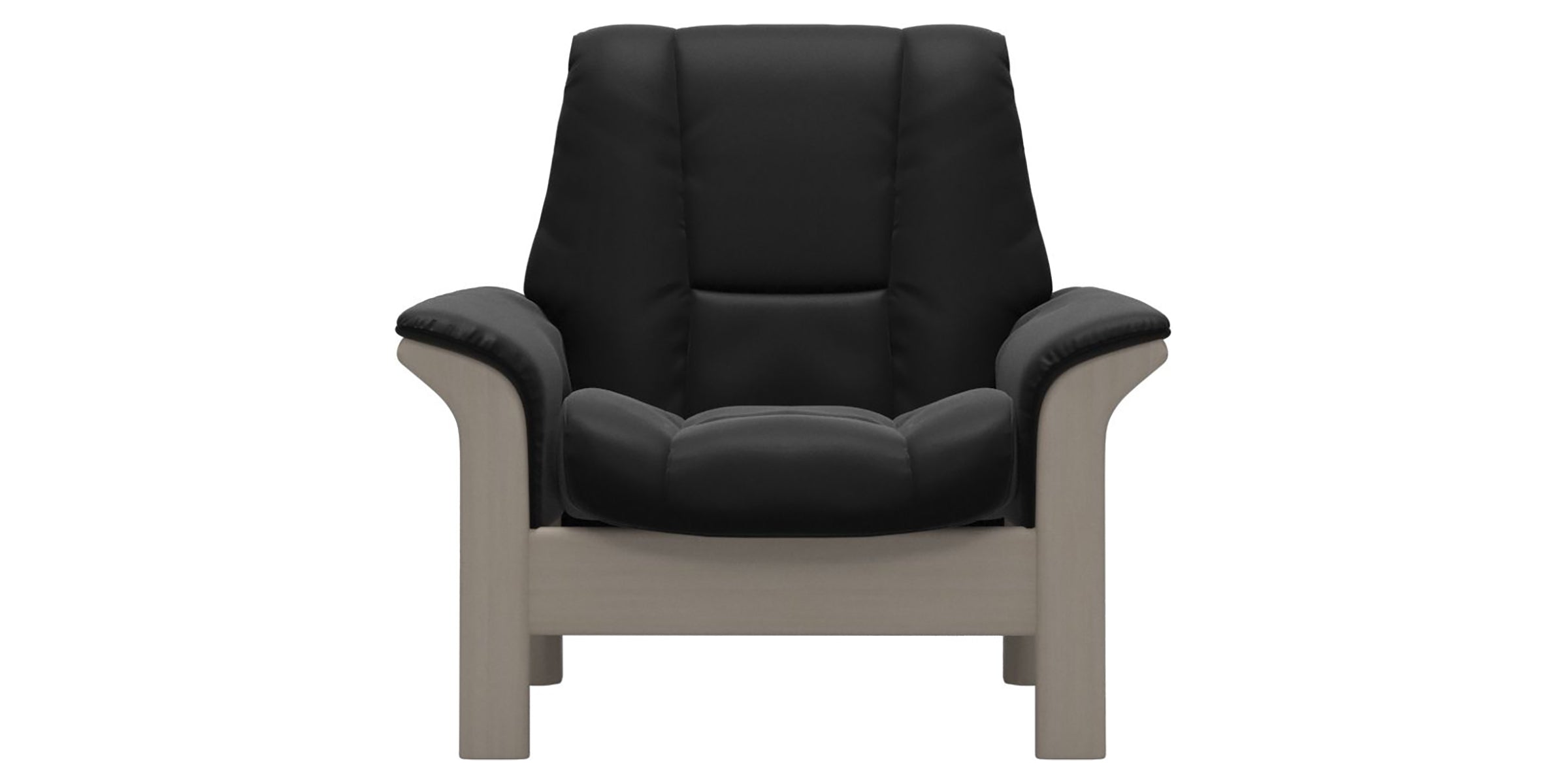 Paloma Leather Black and Whitewash Base | Stressless Windsor Low Back Chair | Valley Ridge Furniture