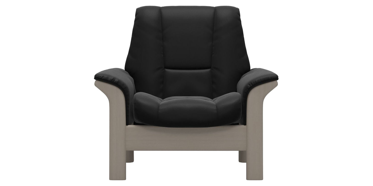 Paloma Leather Black & Whitewash Base | Stressless Windsor Low Back Chair | Valley Ridge Furniture