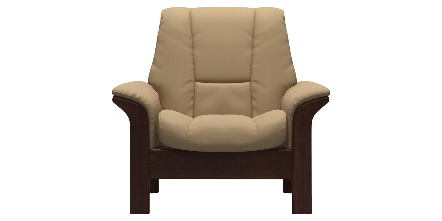 Paloma Leather Sand & Brown Base | Stressless Windsor Low Back Chair | Valley Ridge Furniture
