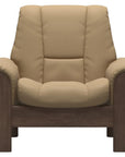 Paloma Leather Sand and Walnut Base | Stressless Windsor Low Back Chair | Valley Ridge Furniture