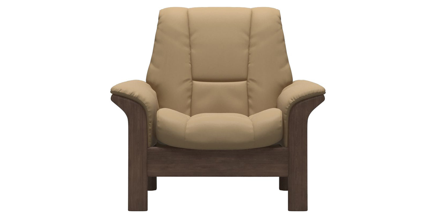 Paloma Leather Sand & Walnut Base | Stressless Windsor Low Back Chair | Valley Ridge Furniture