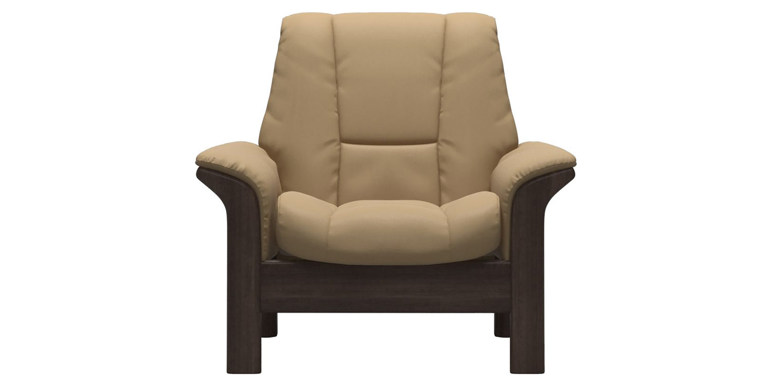 Paloma Leather Sand & Wenge Base | Stressless Windsor Low Back Chair | Valley Ridge Furniture