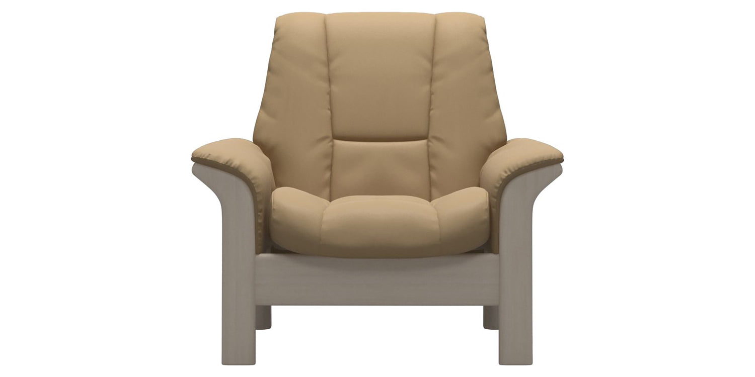 Paloma Leather Sand & Whitewash Base | Stressless Windsor Low Back Chair | Valley Ridge Furniture