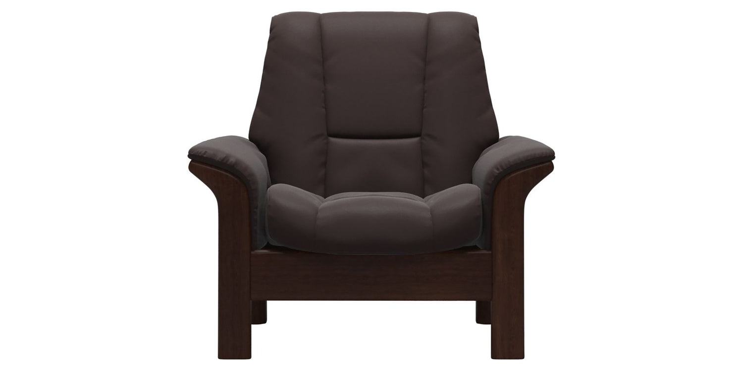 Paloma Leather Chocolate & Brown Base | Stressless Windsor Low Back Chair | Valley Ridge Furniture