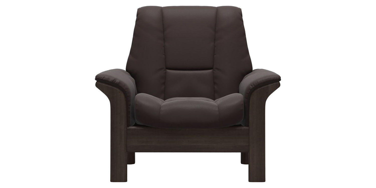 Paloma Leather Chocolate & Wenge Base | Stressless Windsor Low Back Chair | Valley Ridge Furniture