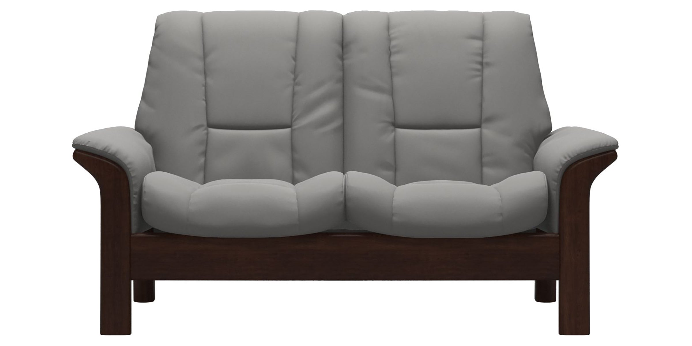 Paloma Leather Silver Grey and Brown Base | Stressless Windsor 2-Seater Low Back Sofa | Valley Ridge Furniture
