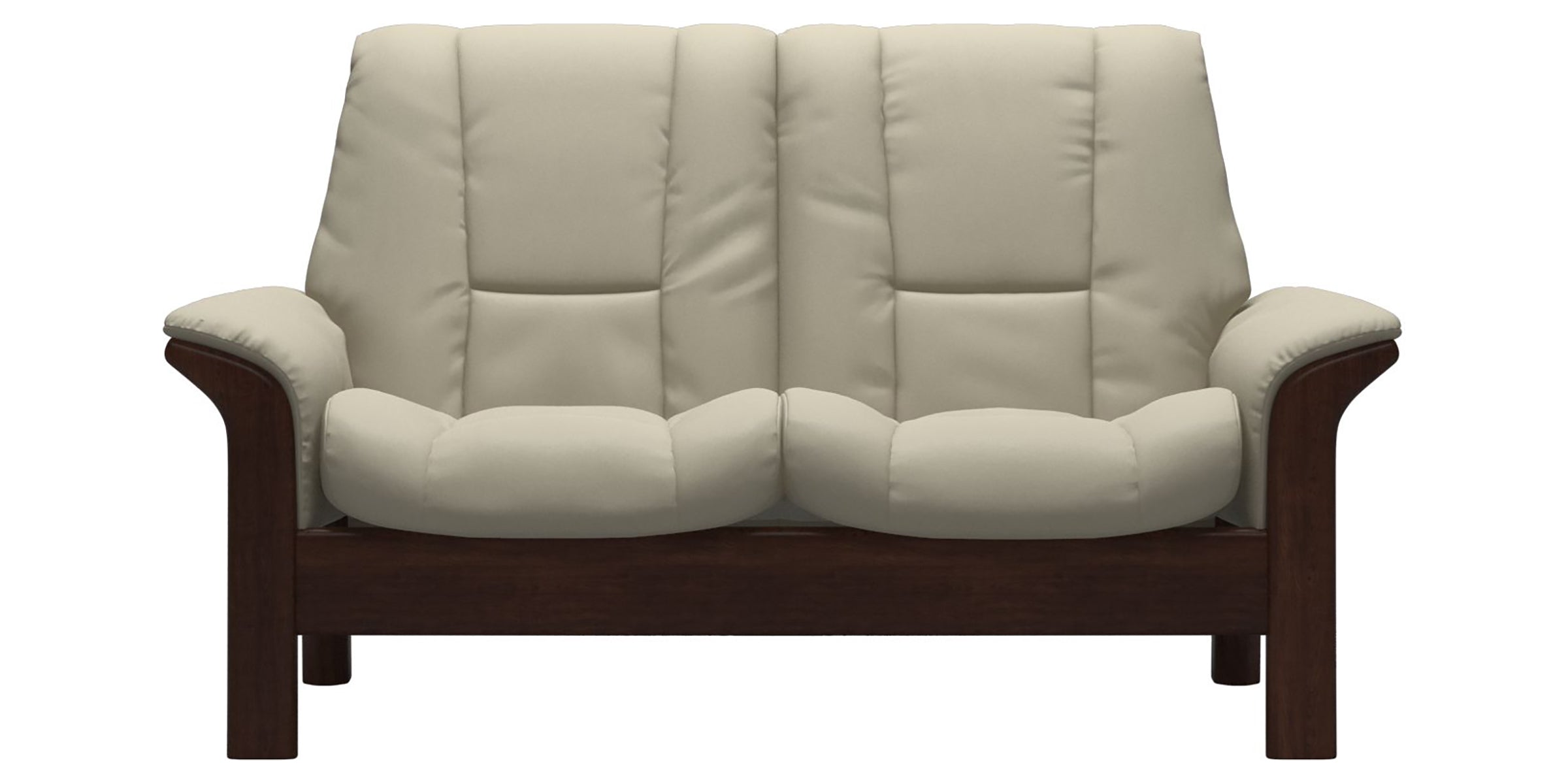 Paloma Leather Light Grey and Brown Base | Stressless Windsor 2-Seater Low Back Sofa | Valley Ridge Furniture