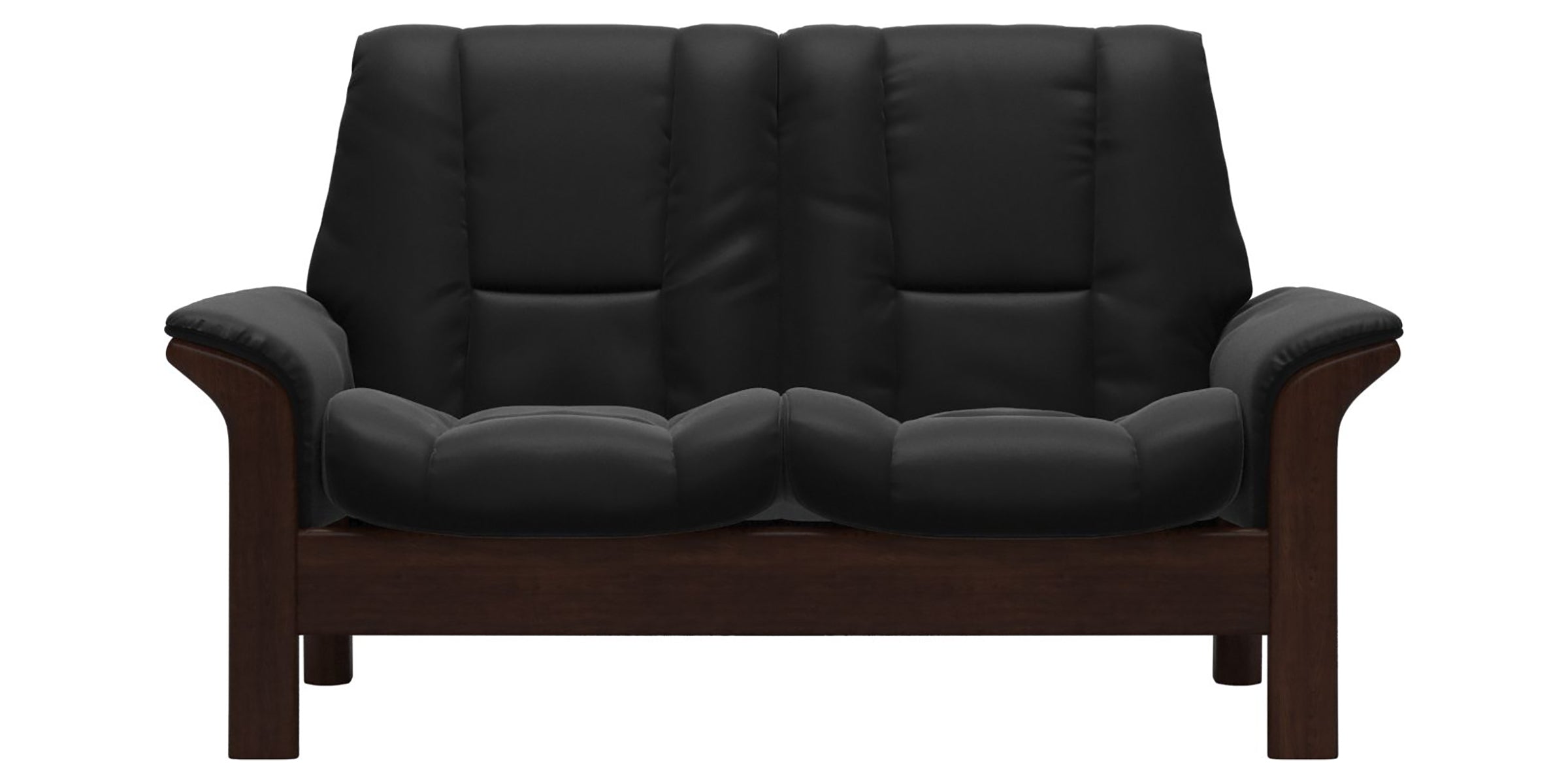 Paloma Leather Black and Brown Base | Stressless Windsor 2-Seater Low Back Sofa | Valley Ridge Furniture