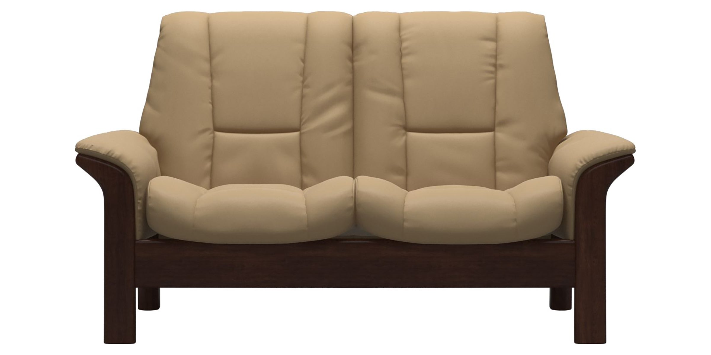 Paloma Leather Sand and Brown Base | Stressless Windsor 2-Seater Low Back Sofa | Valley Ridge Furniture