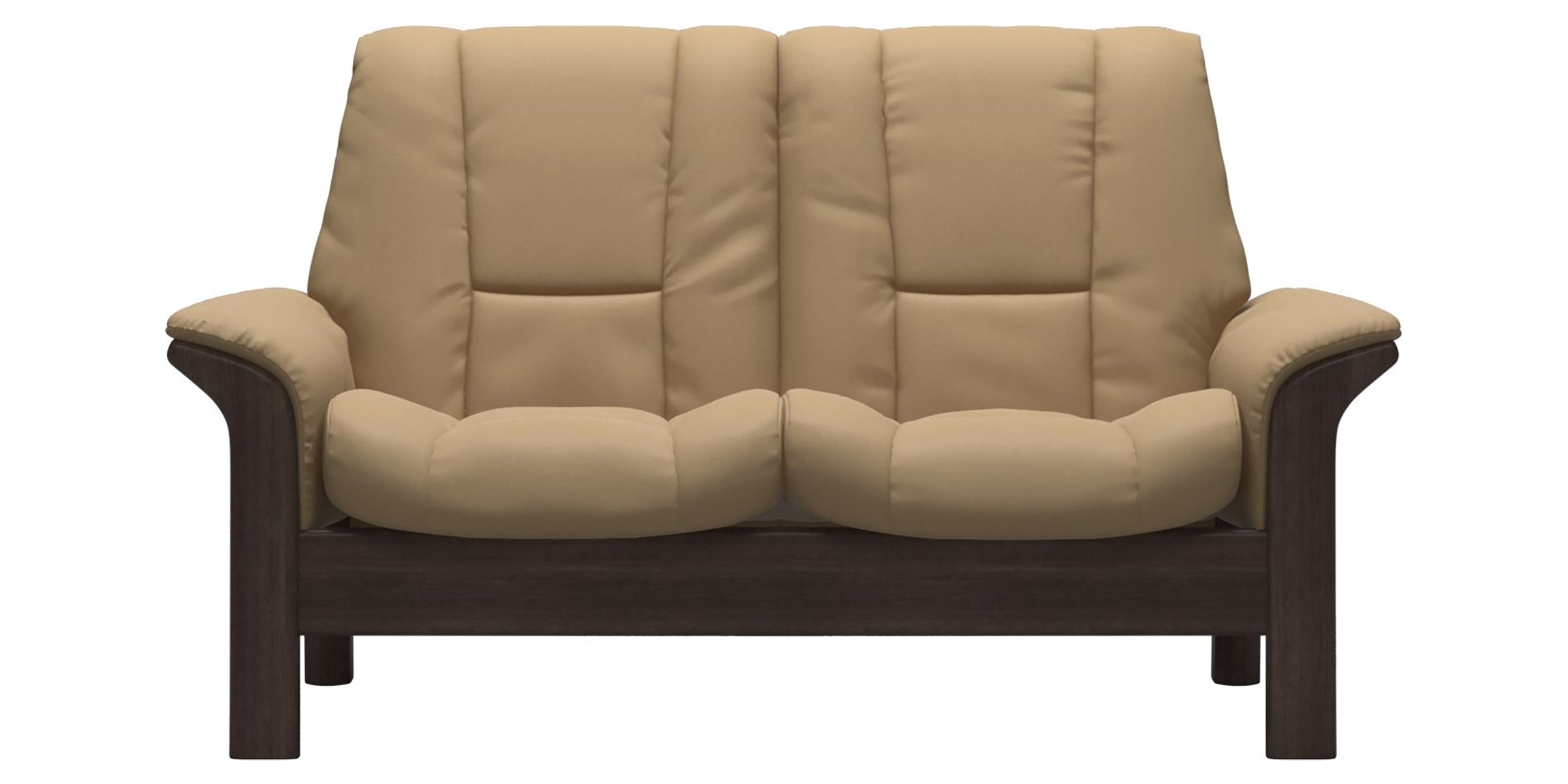 Paloma Leather Sand and Wenge Base | Stressless Windsor 2-Seater Low Back Sofa | Valley Ridge Furniture