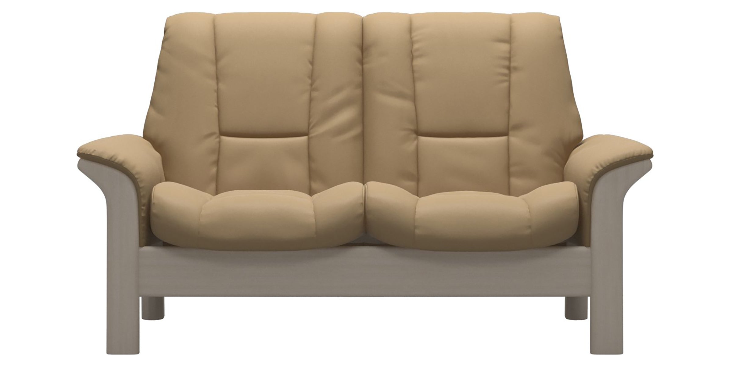 Paloma Leather Sand and Whitewash Base | Stressless Windsor 2-Seater Low Back Sofa | Valley Ridge Furniture
