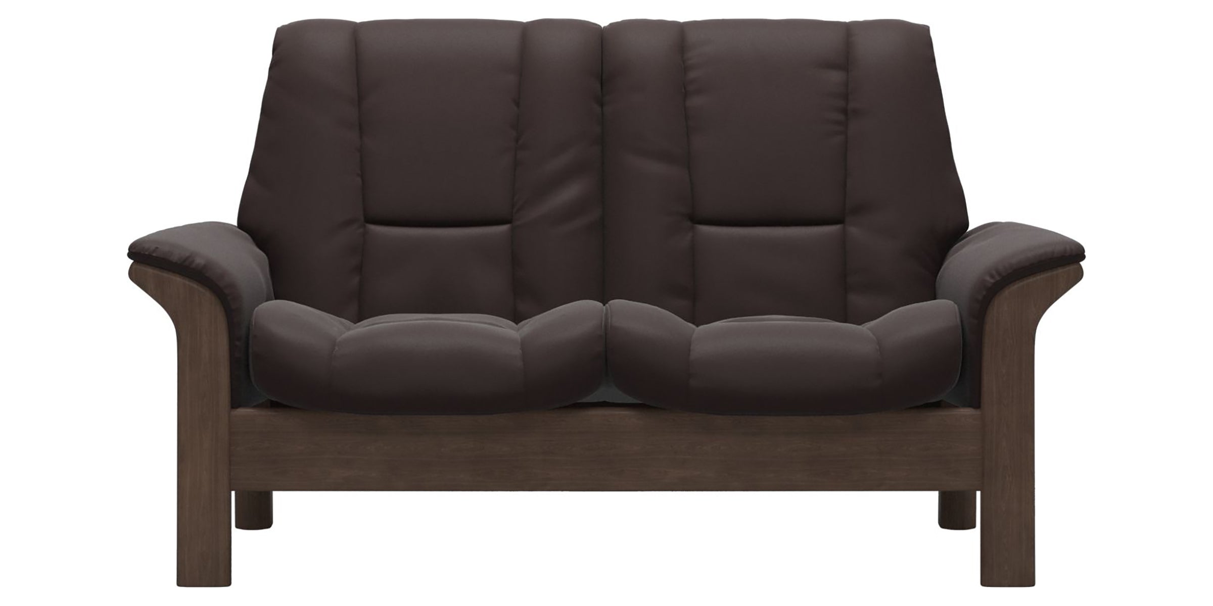 Paloma Leather Chocolate and Walnut Base | Stressless Windsor 2-Seater Low Back Sofa | Valley Ridge Furniture