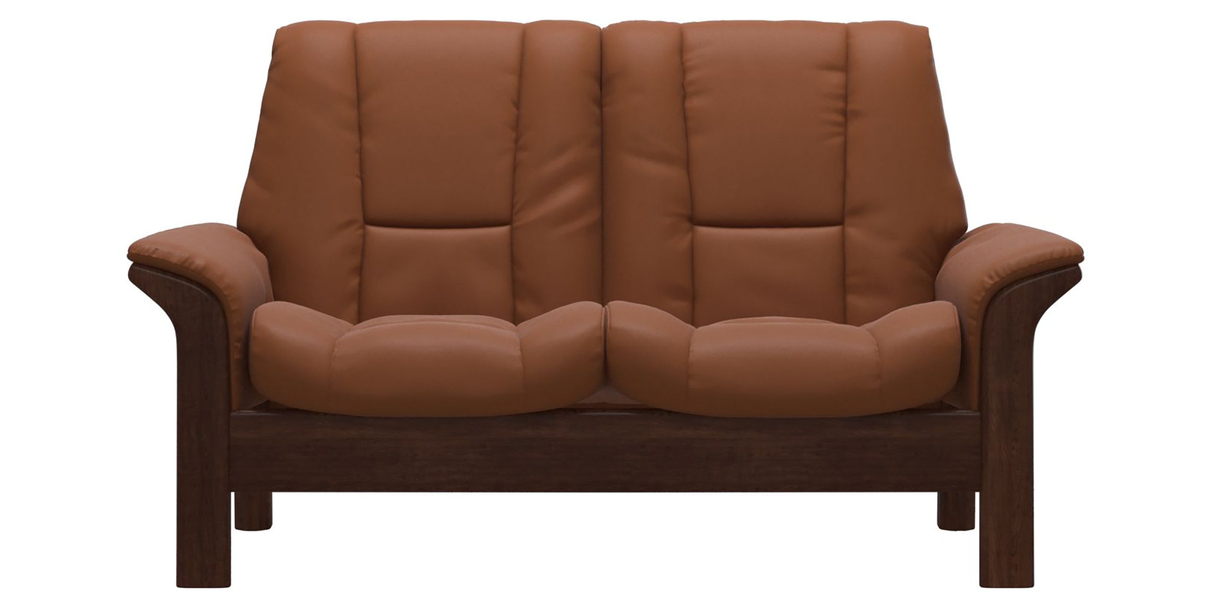 Paloma Leather New Cognac and Brown Base | Stressless Windsor 2-Seater Low Back Sofa | Valley Ridge Furniture