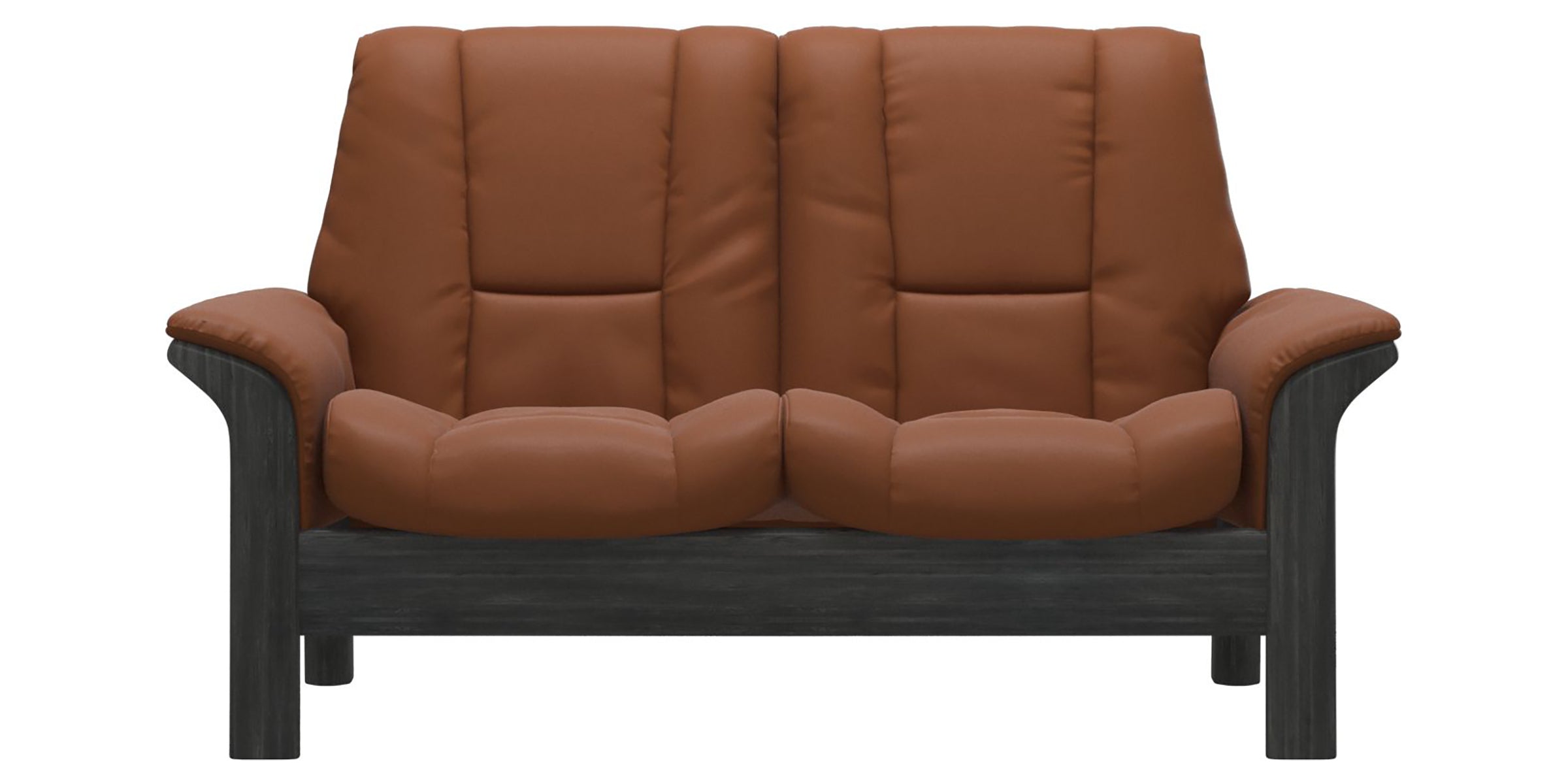 Paloma Leather New Cognac and Grey Base | Stressless Windsor 2-Seater Low Back Sofa | Valley Ridge Furniture