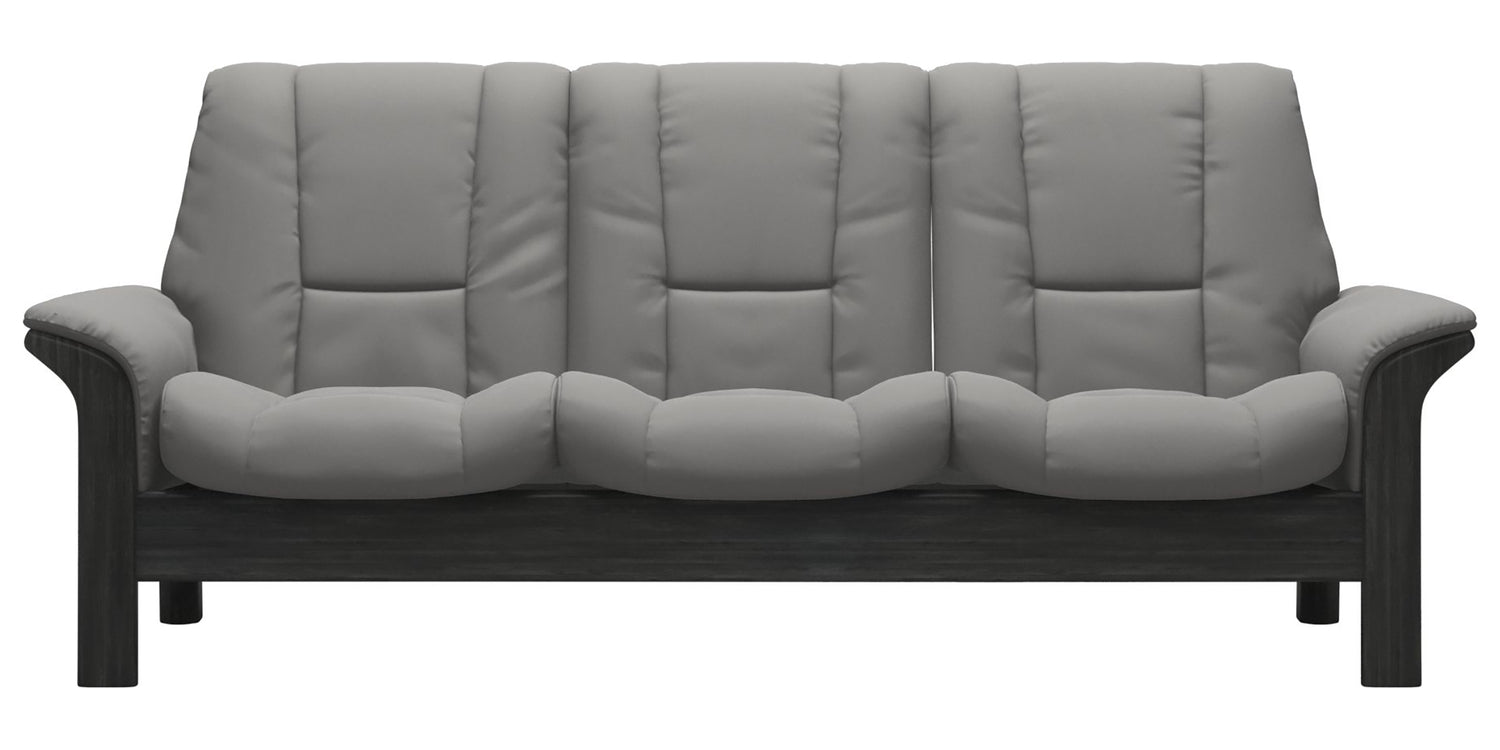 Paloma Leather Silver Grey & Grey Base | Stressless Windsor 3-Seater Low Back Sofa | Valley Ridge Furniture