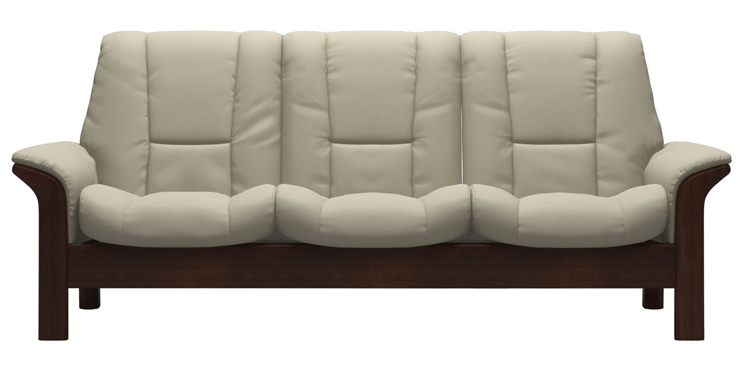 Paloma Leather Light Grey & Brown Base | Stressless Windsor 3-Seater Low Back Sofa | Valley Ridge Furniture
