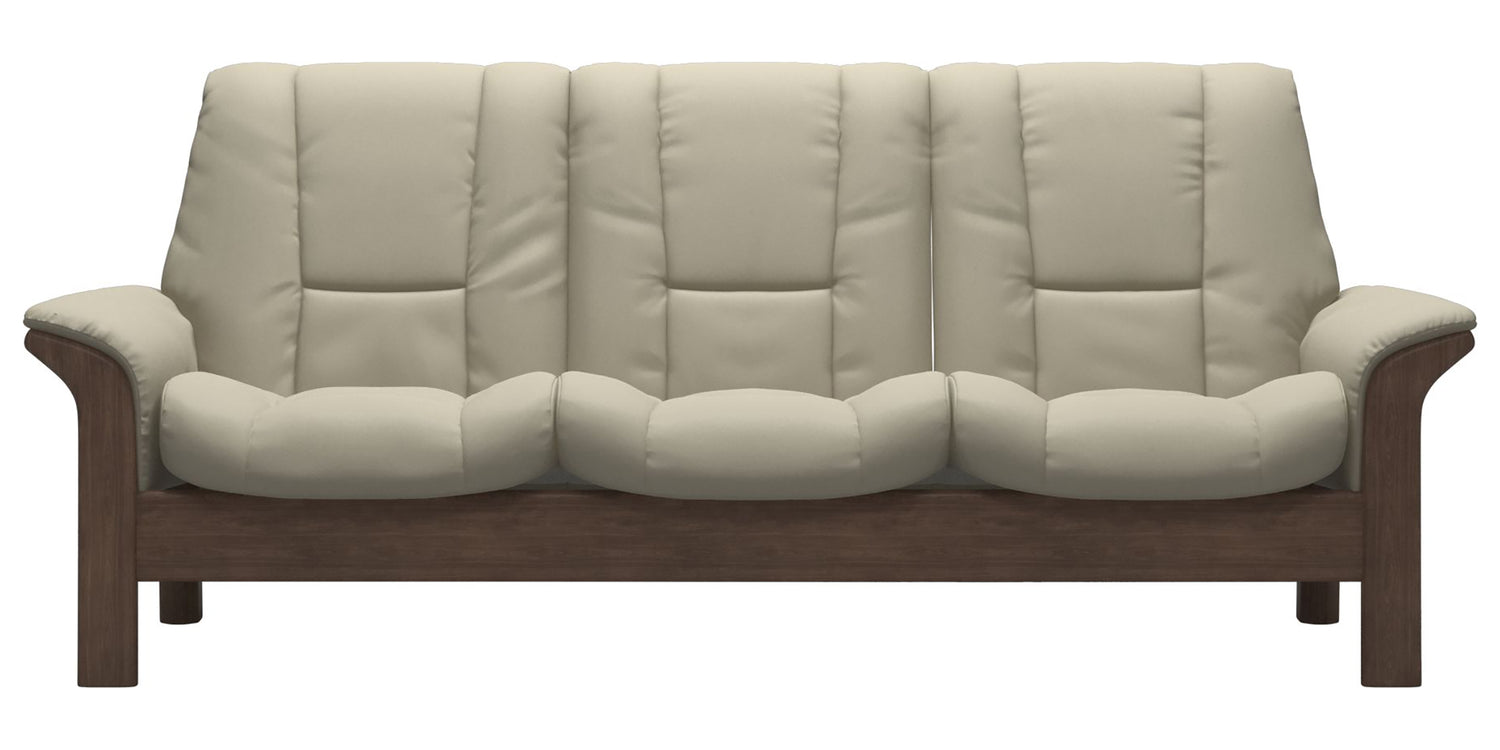 Paloma Leather Light Grey & Walnut Base | Stressless Windsor 3-Seater Low Back Sofa | Valley Ridge Furniture
