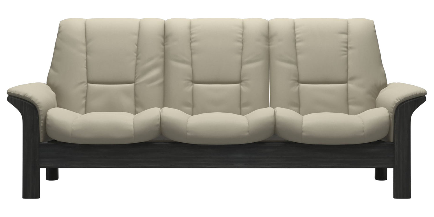 Paloma Leather Light Grey & Grey Base | Stressless Windsor 3-Seater Low Back Sofa | Valley Ridge Furniture