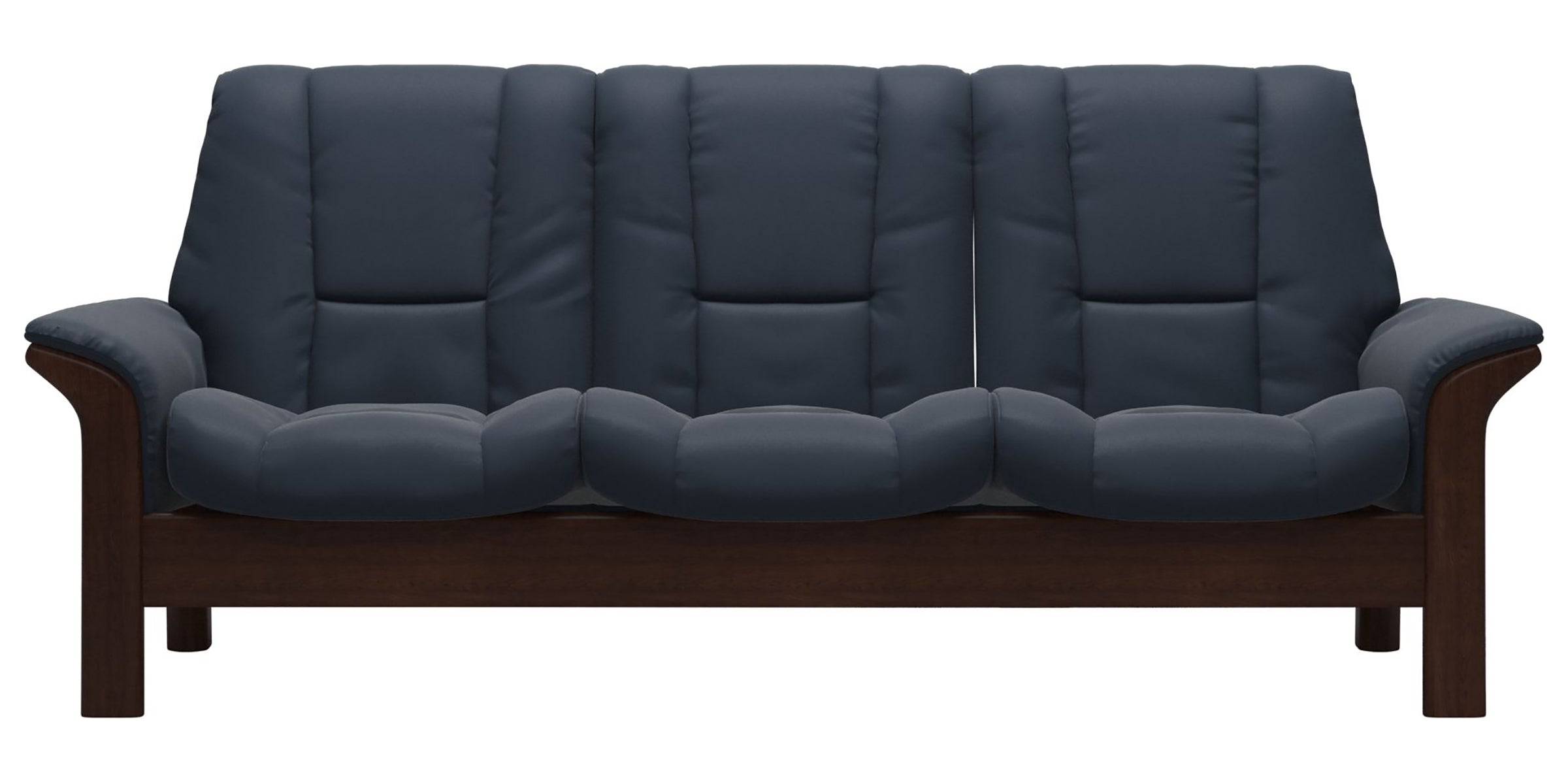 Paloma Leather Oxford Blue and Brown Base | Stressless Windsor 3-Seater Low Back Sofa | Valley Ridge Furniture