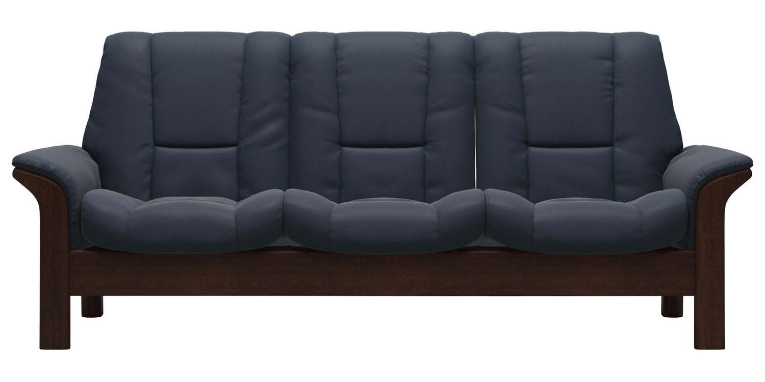 Paloma Leather Oxford Blue & Brown Base | Stressless Windsor 3-Seater Low Back Sofa | Valley Ridge Furniture