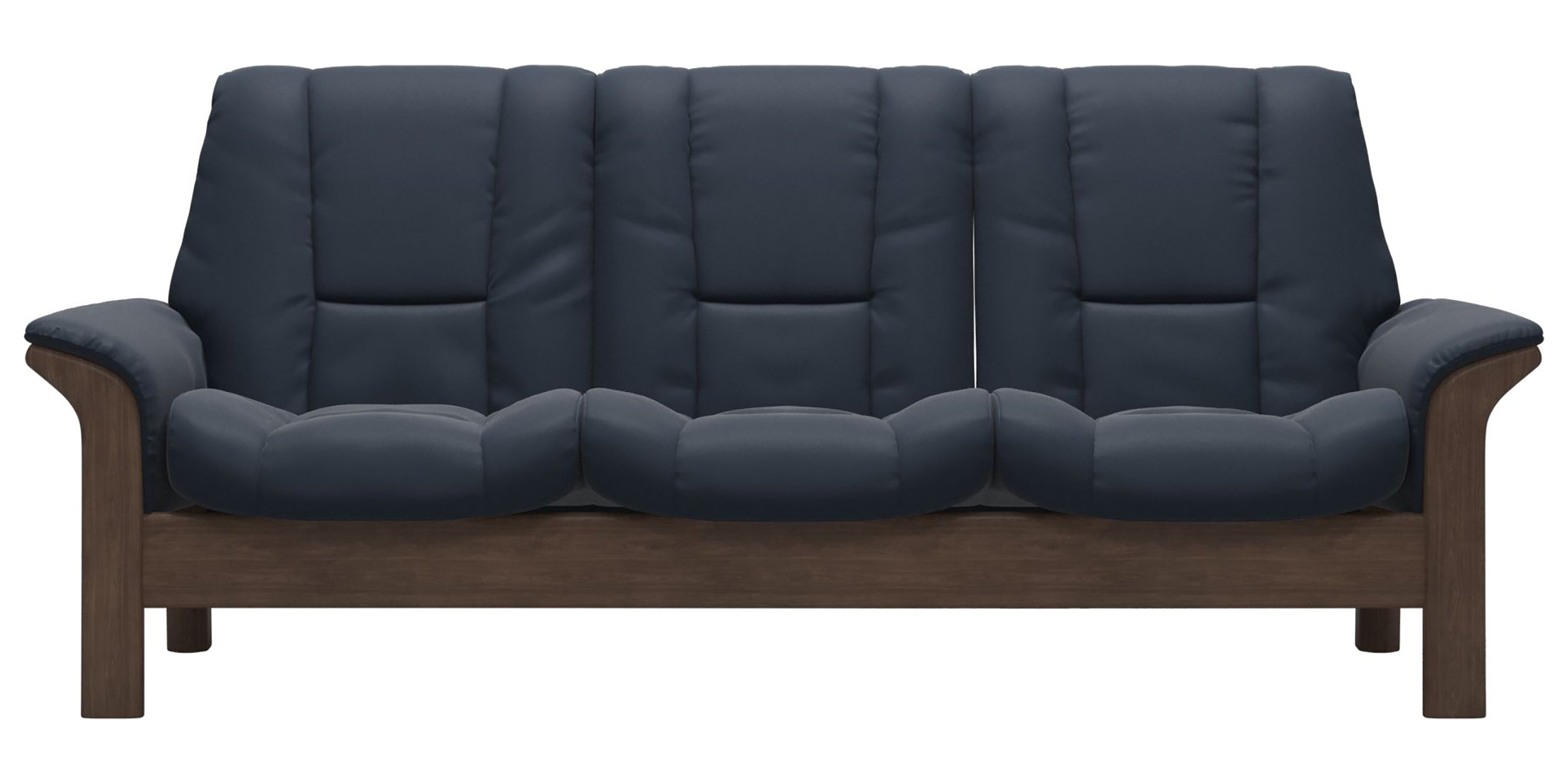 Paloma Leather Oxford Blue and Walnut Base | Stressless Windsor 3-Seater Low Back Sofa | Valley Ridge Furniture