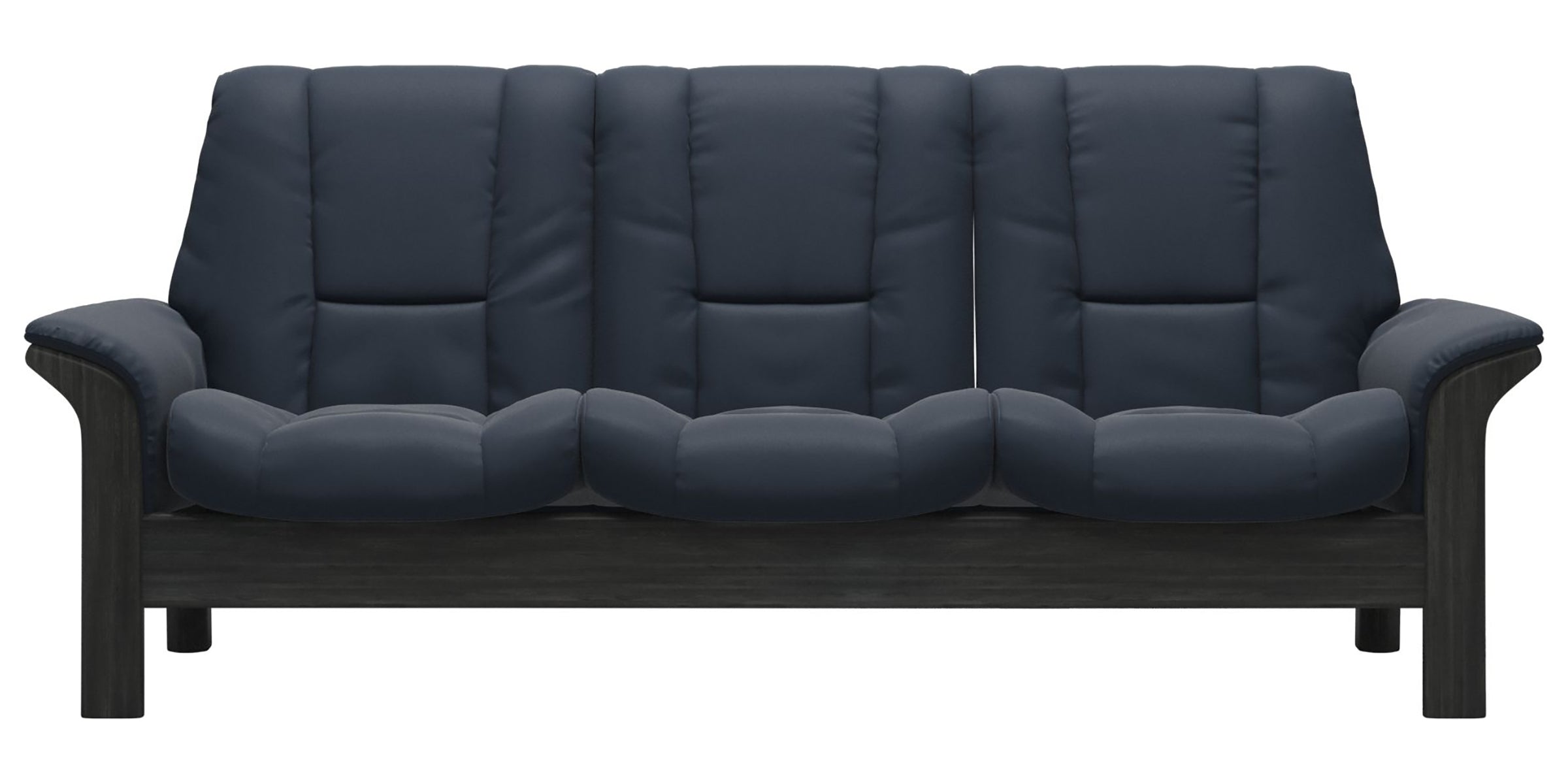 Paloma Leather Oxford Blue and Grey Base | Stressless Windsor 3-Seater Low Back Sofa | Valley Ridge Furniture
