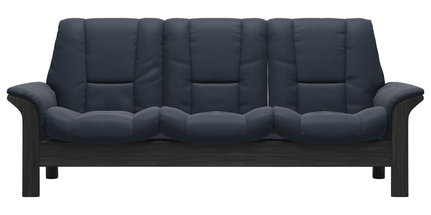 Paloma Leather Oxford Blue & Grey Base | Stressless Windsor 3-Seater Low Back Sofa | Valley Ridge Furniture