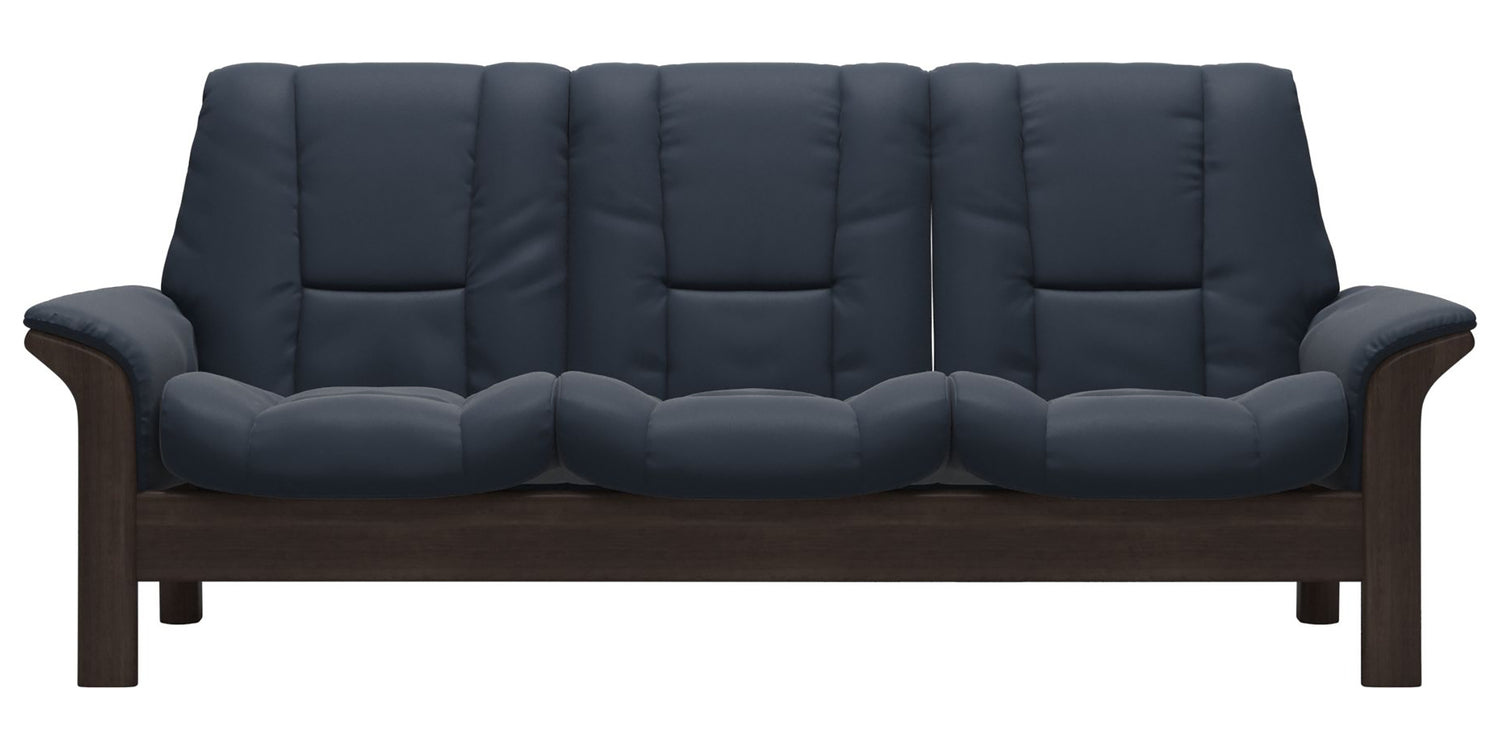 Paloma Leather Oxford Blue & Wenge Base | Stressless Windsor 3-Seater Low Back Sofa | Valley Ridge Furniture