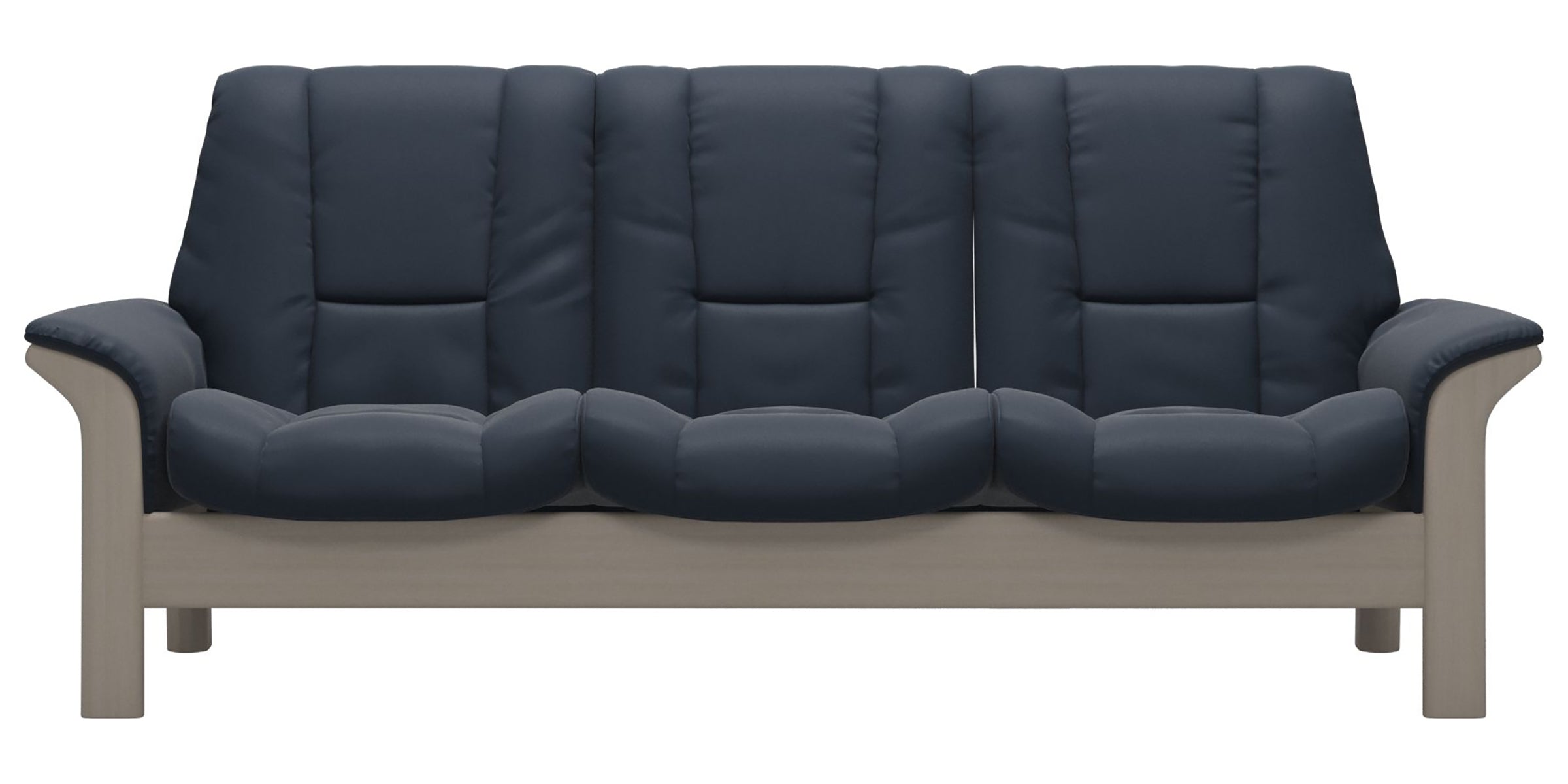Paloma Leather Oxford Blue and Whitewash Base | Stressless Windsor 3-Seater Low Back Sofa | Valley Ridge Furniture