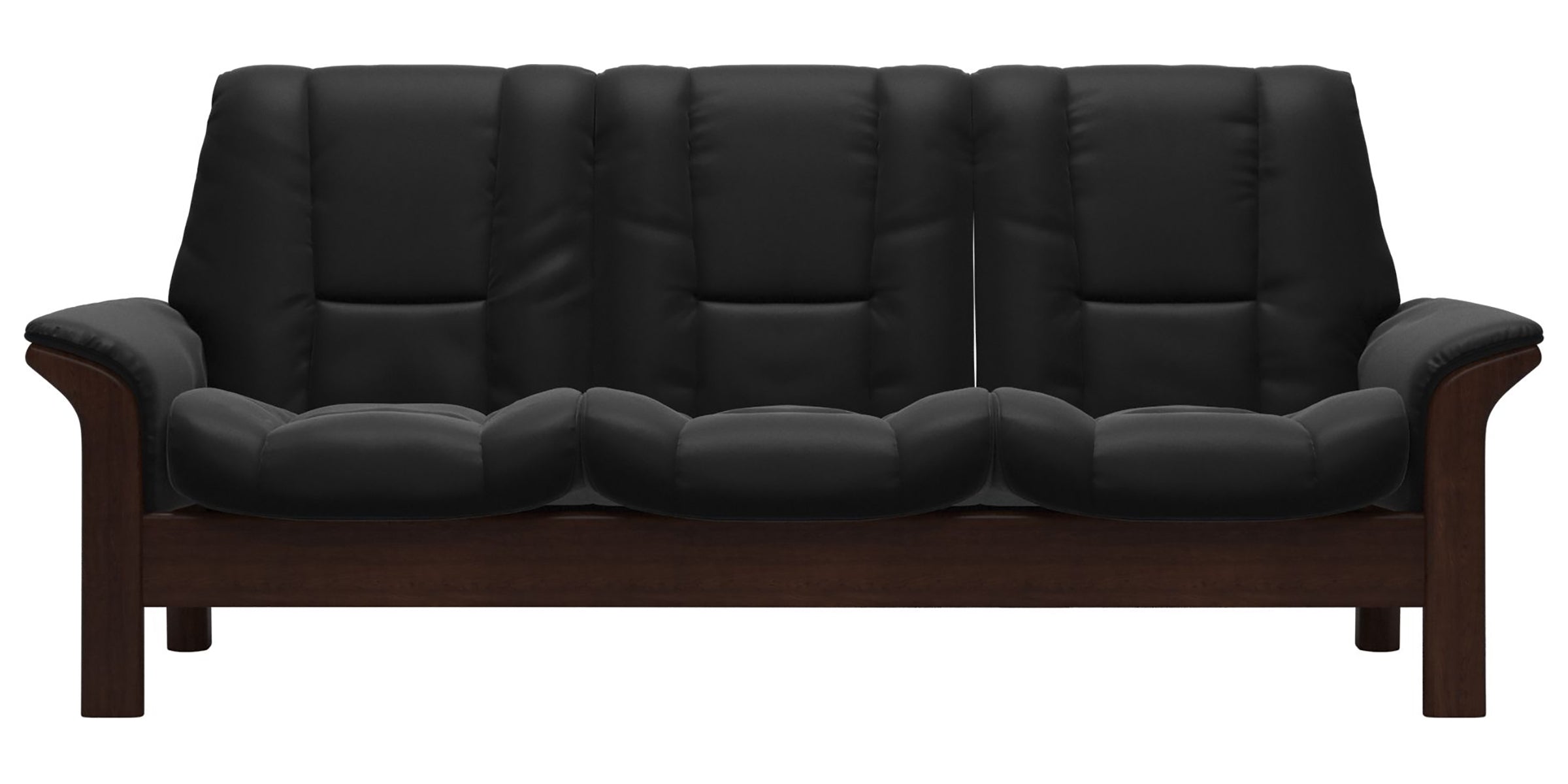 Paloma Leather Black and Brown Base | Stressless Windsor 3-Seater Low Back Sofa | Valley Ridge Furniture