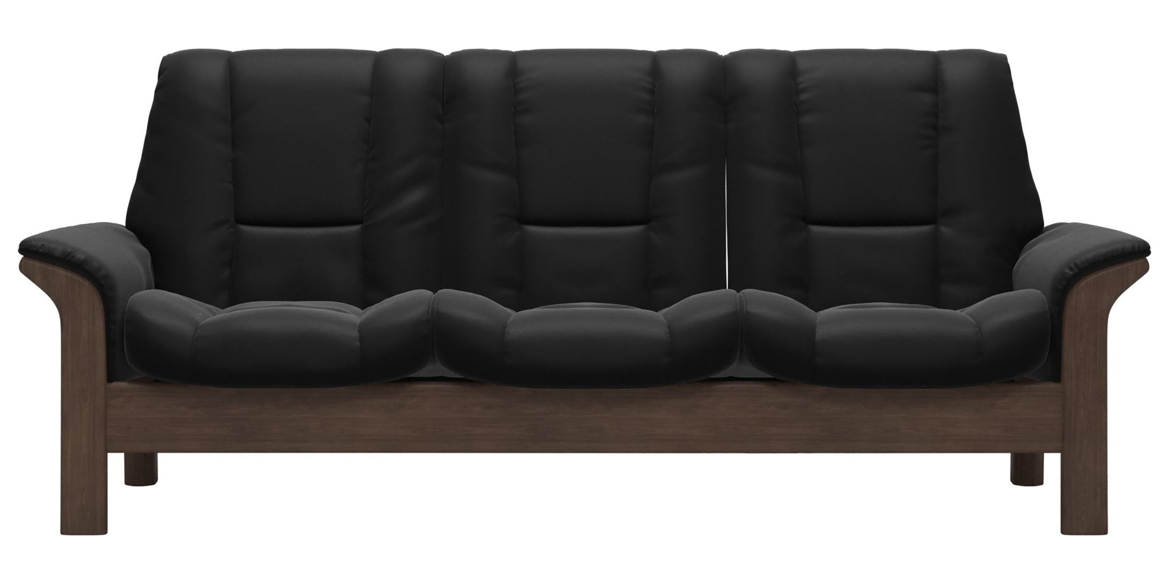 Paloma Leather Black and Walnut Base | Stressless Windsor 3-Seater Low Back Sofa | Valley Ridge Furniture