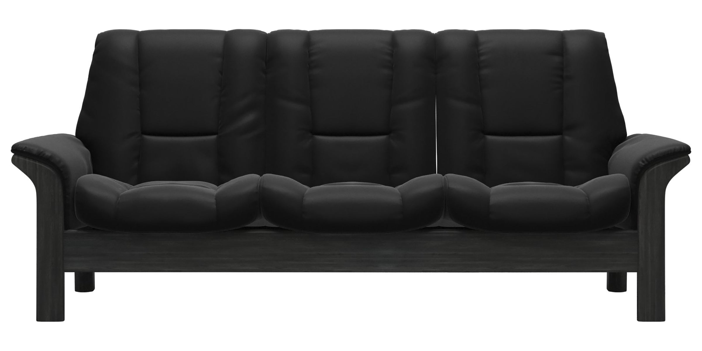 Paloma Leather Black and Grey Base | Stressless Windsor 3-Seater Low Back Sofa | Valley Ridge Furniture