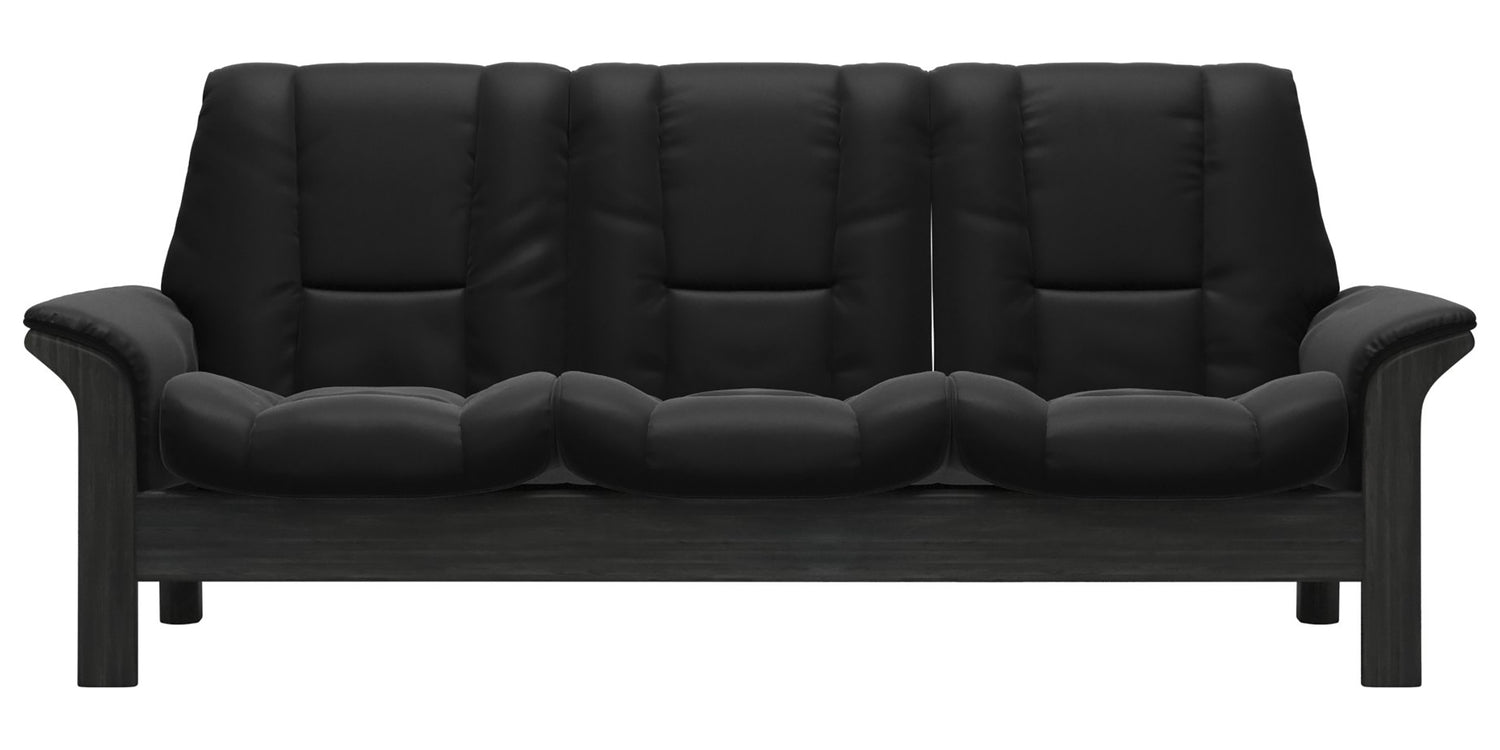 Paloma Leather Black & Grey Base | Stressless Windsor 3-Seater Low Back Sofa | Valley Ridge Furniture